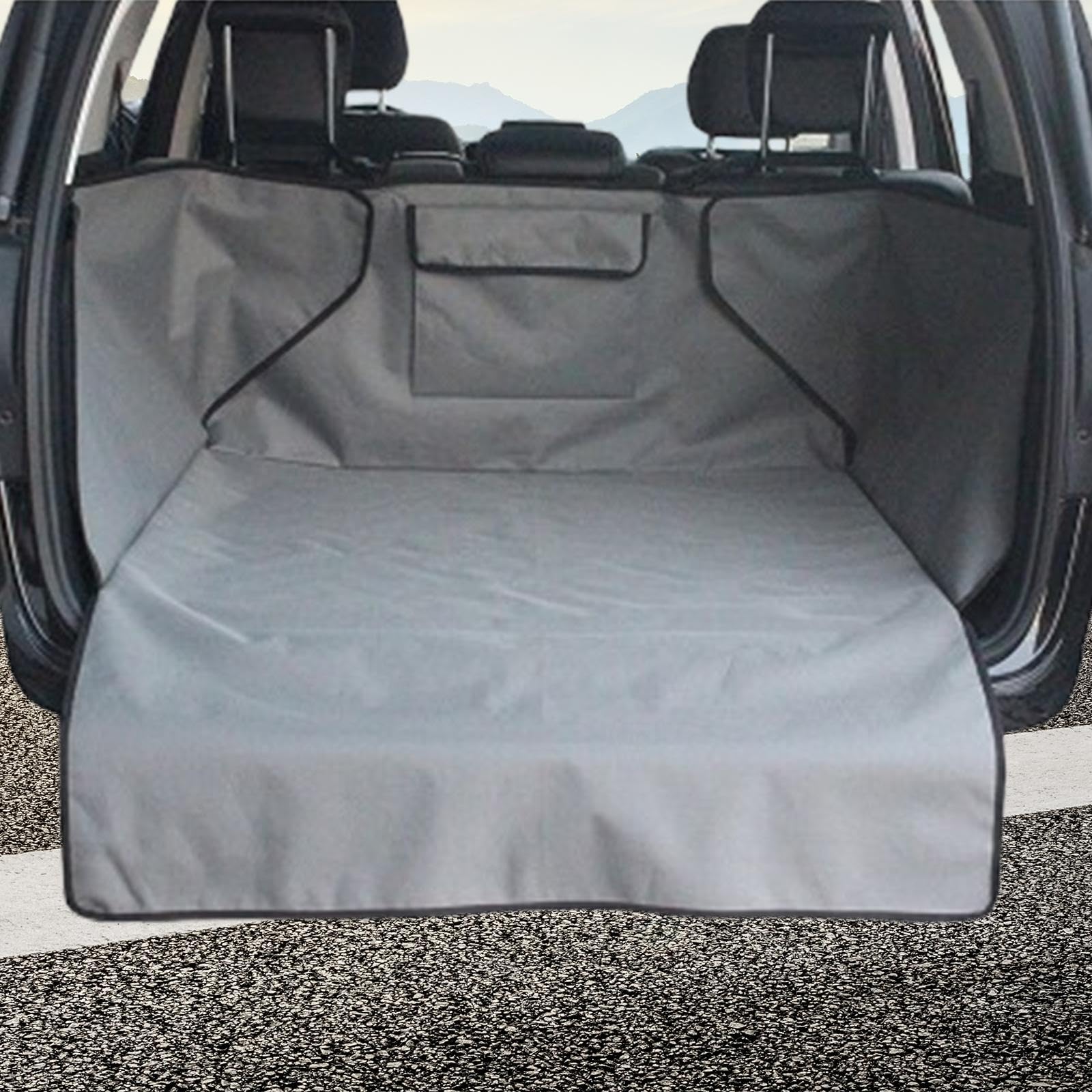 Hunde Kofferraum Schutzmatte Auto Kofferraumauflage Hundematte Sitzschutz Wasserdichtes Und Kratzfestes Oxford Material für Tierhalter Autopflege Reis, Grau, 147cmx105cm