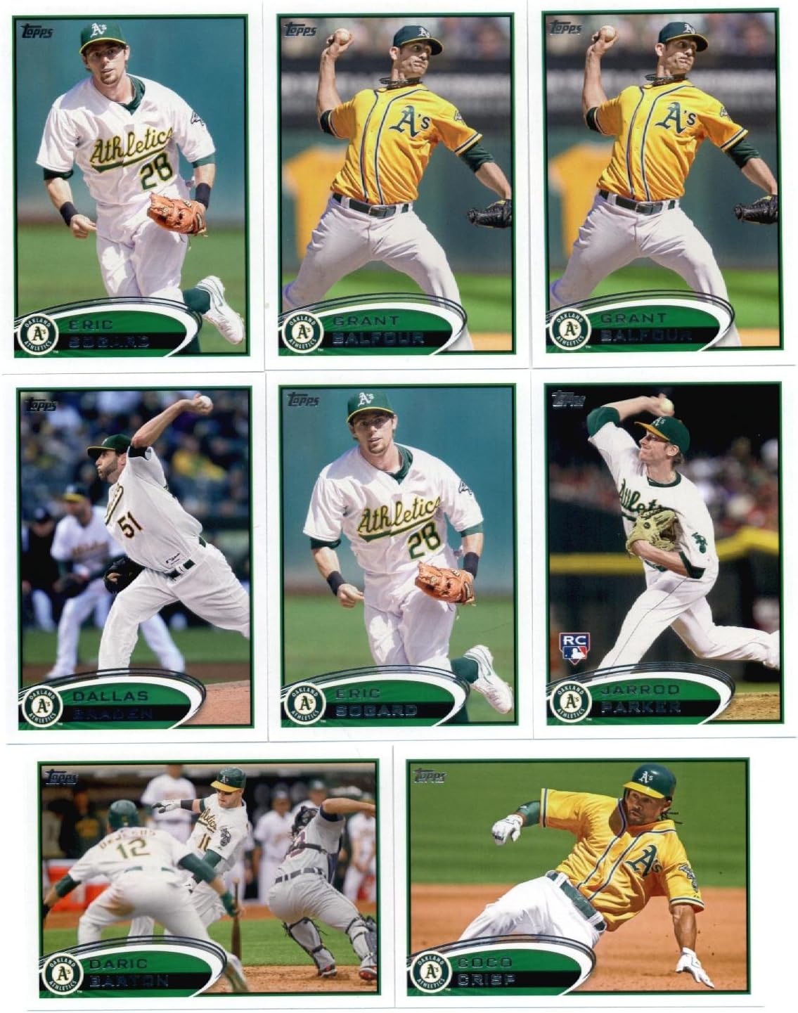 Oakland Athletics Topps Baseball Cards Team Sets : 2012, 2013, and 2014 Series 1 & 2