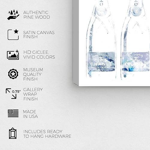 Miniatura 7 de Wynwood Studio Spirits - Lienzo decorativo para pared, diseño de champán, 29.9 x 19.7in, color gris, blanco