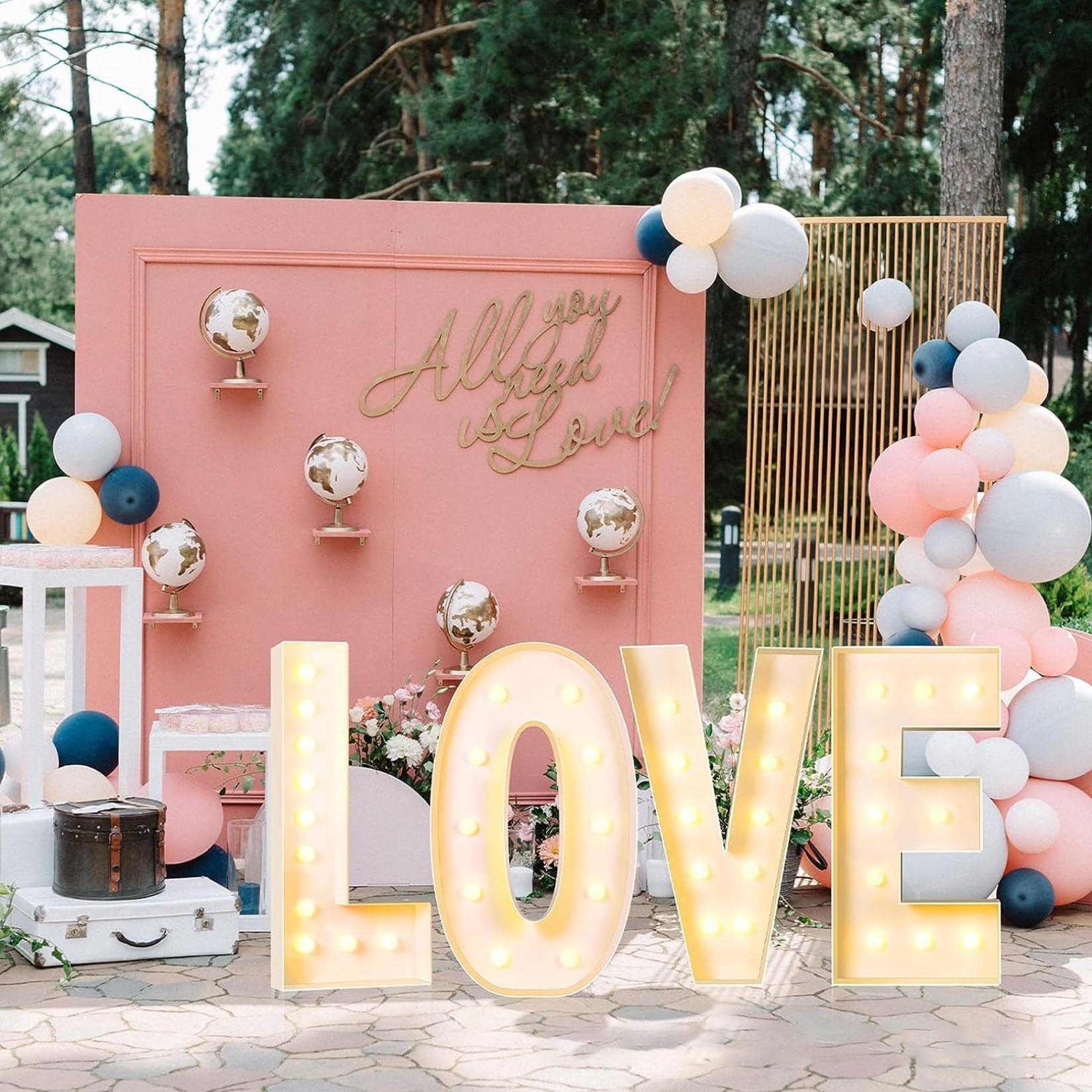 Marquee - Letra A iluminada, grande, luz cálida, romántica, número, mosaico, decoración para boda, San Valentín, fiesta de cumpleaños, 100 cm