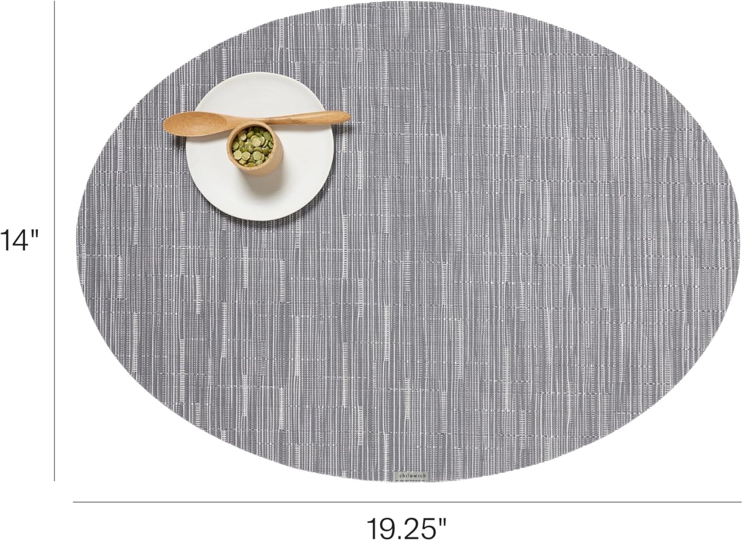 Chilewich Bamboo Placemats Set of 4 - Woven Oval Placemats - Reusable, Stain-Resistant, Indoor/Outdoor Tabletop Protection - 19" x 14" - Fog