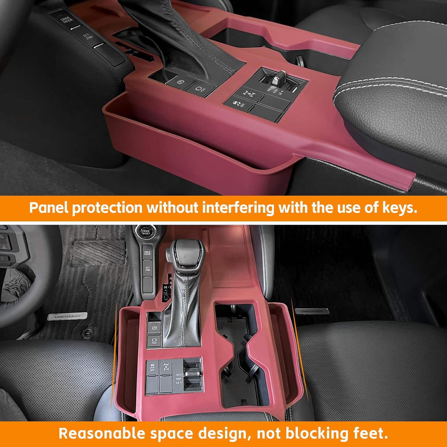 Red Center Console Cover Compatible with 2024 2025 Toyota Land Cruiser First Edition 250/Prado/LC250 Seat Gap Storage Box Center Console Organizer for Land Cruiser Accessories(Not for 1958)