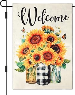 Sunflower Garden Flag, Hello Summer Yard Flag Autumn Garden Flag Double Sided Summer Garden Flags Outdoor Banner Flags Summer Hello Summer Burlap Garden Flag for Outside Yard Decor