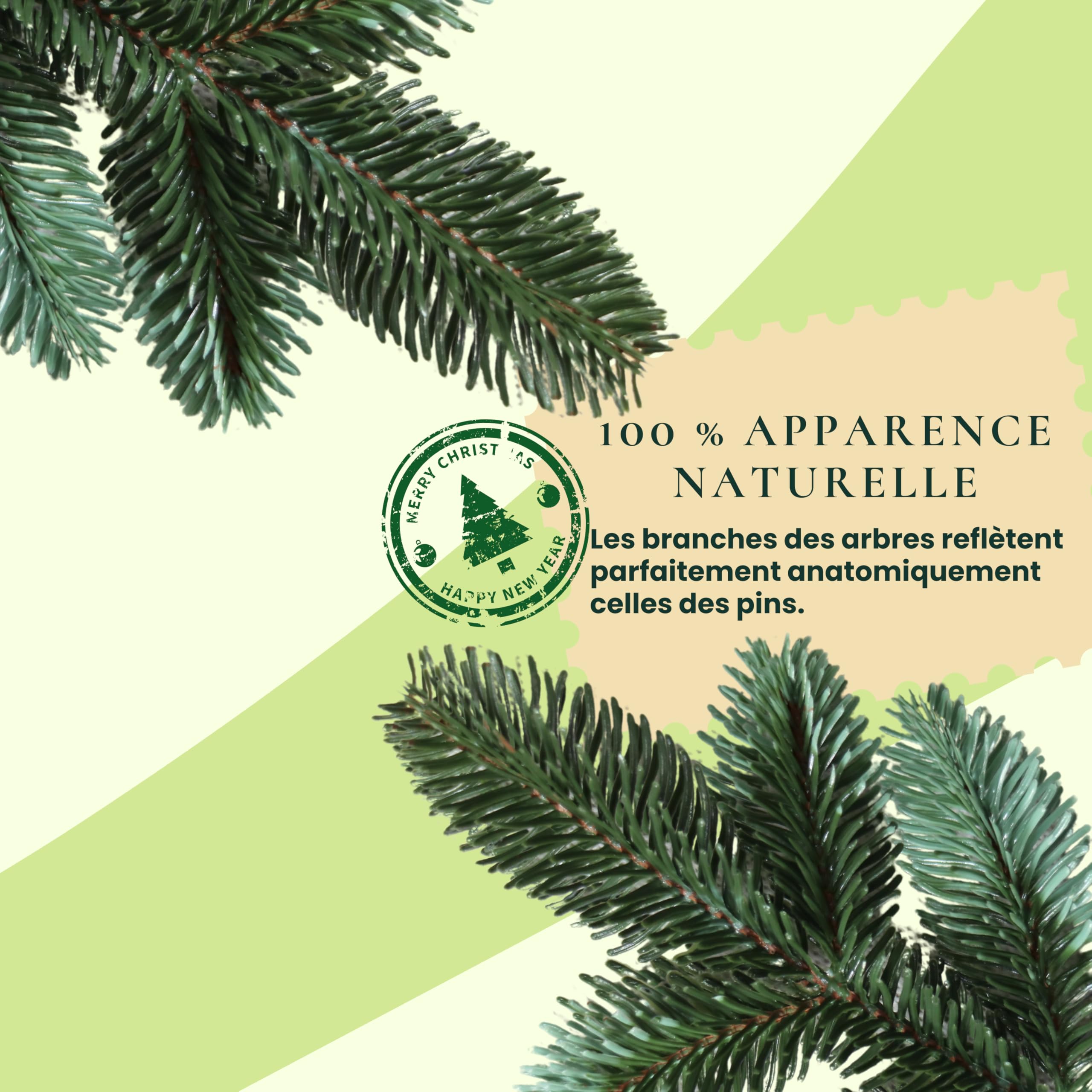 Evergreen Tree® Sapin de Noël Artificiel 210 cm Premium - 100% Moulé par Injection, Fabriqué dans l'UE - avec Support en Bois Naturel