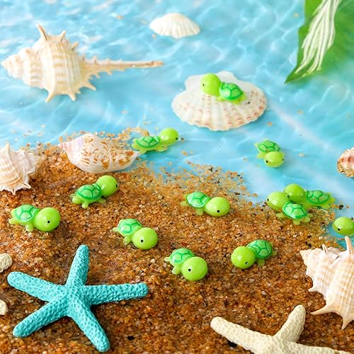 Miniatura 4 de Ripeng 100 figuras miniatura de resina de tortuga marina, pequeñas estatuas de tortugas para jardín, micro paisaje, hogar, terrario, manualidades,