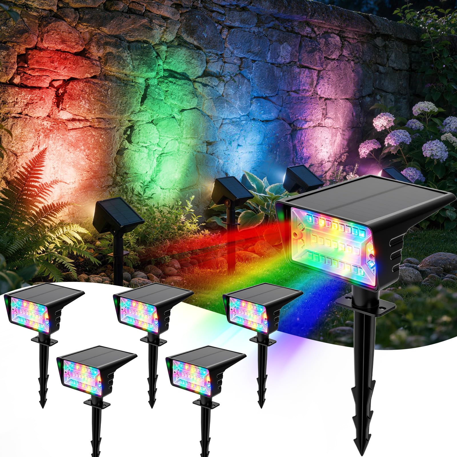 Photo 1 of Ruboliy 6-Pack RGBW Solar Spotlights
