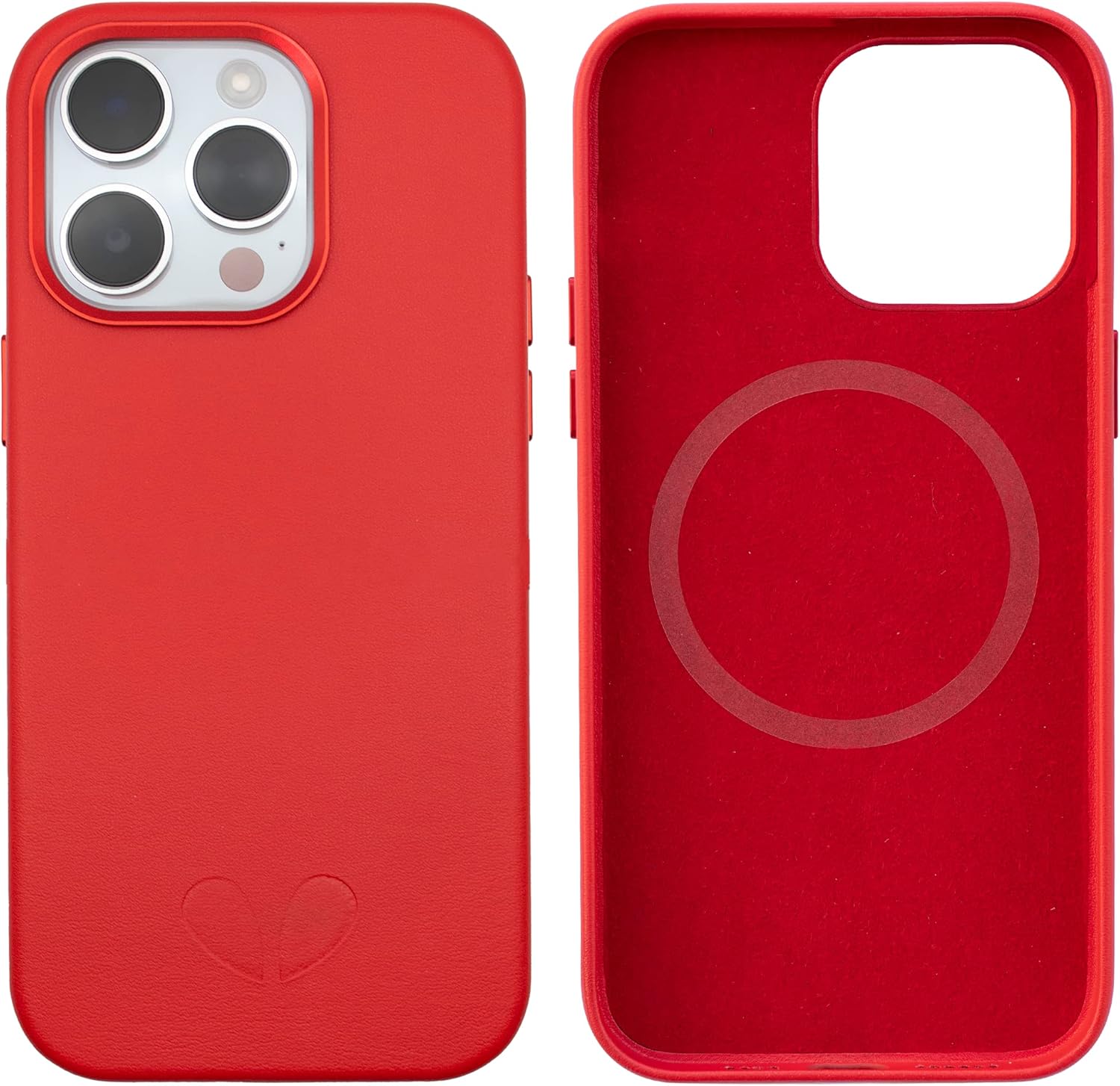 Vegan Leather Magnetic Case for iPhone 14 Pro Max 6.7" (Red)
