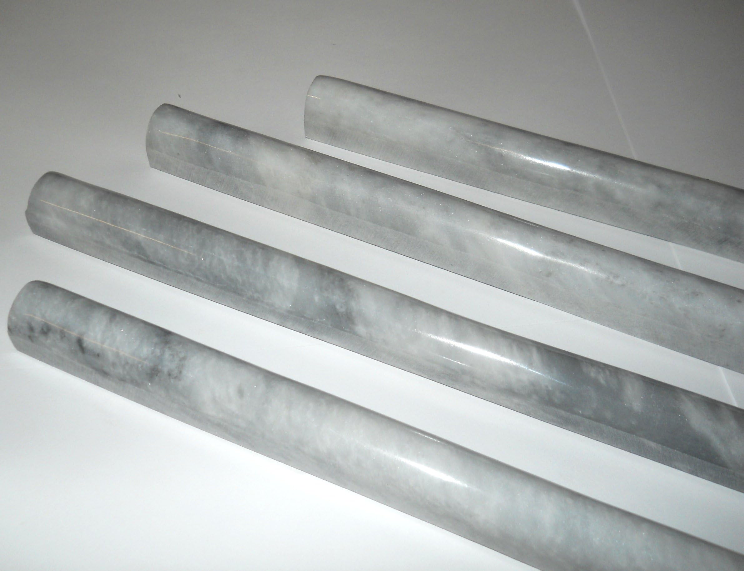 Ash White Marble 3/4" X 12" Bullnose Pencil Liner Trim Decorative