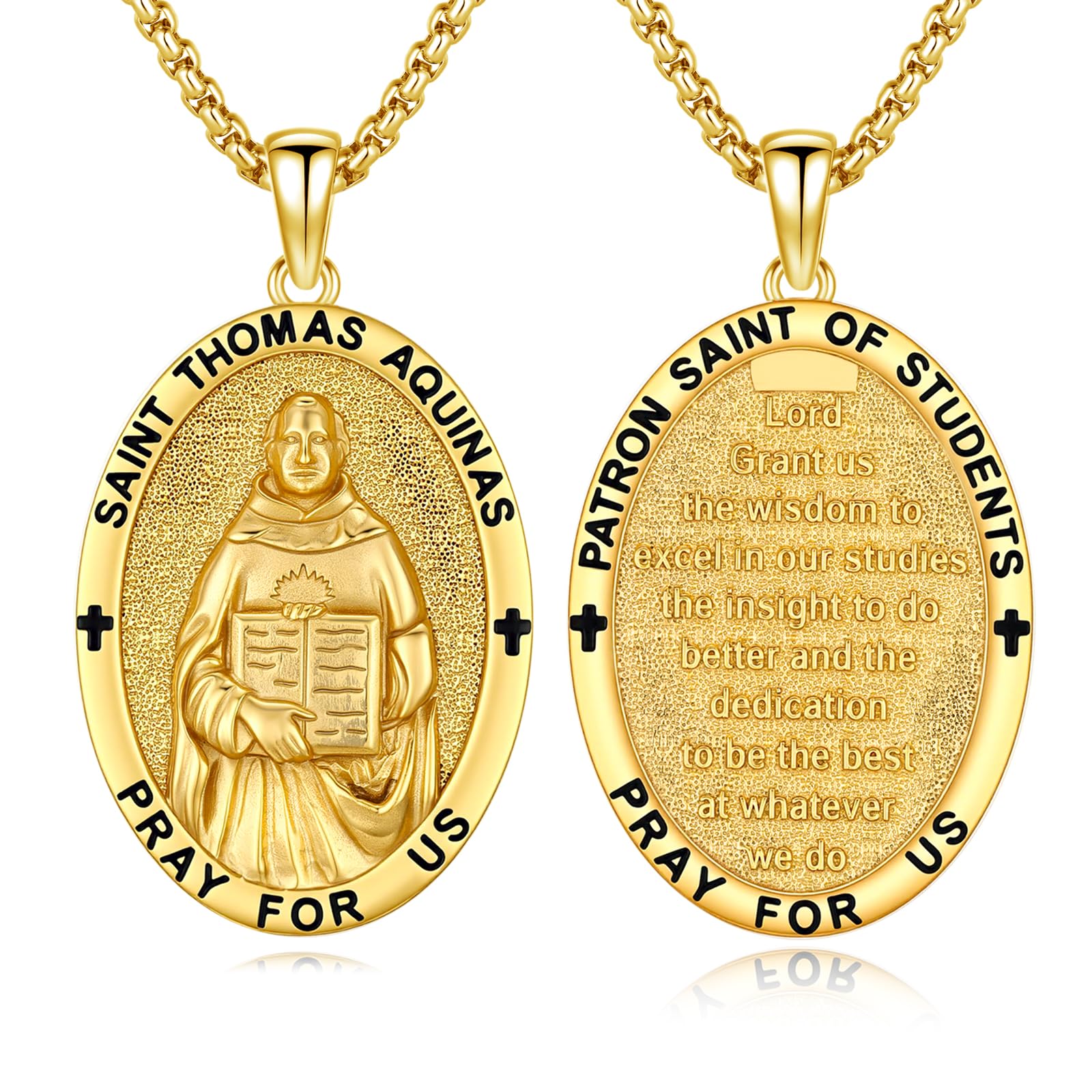Silver/14K Gold Patron Saint Medal Amulet Necklace for Men Women