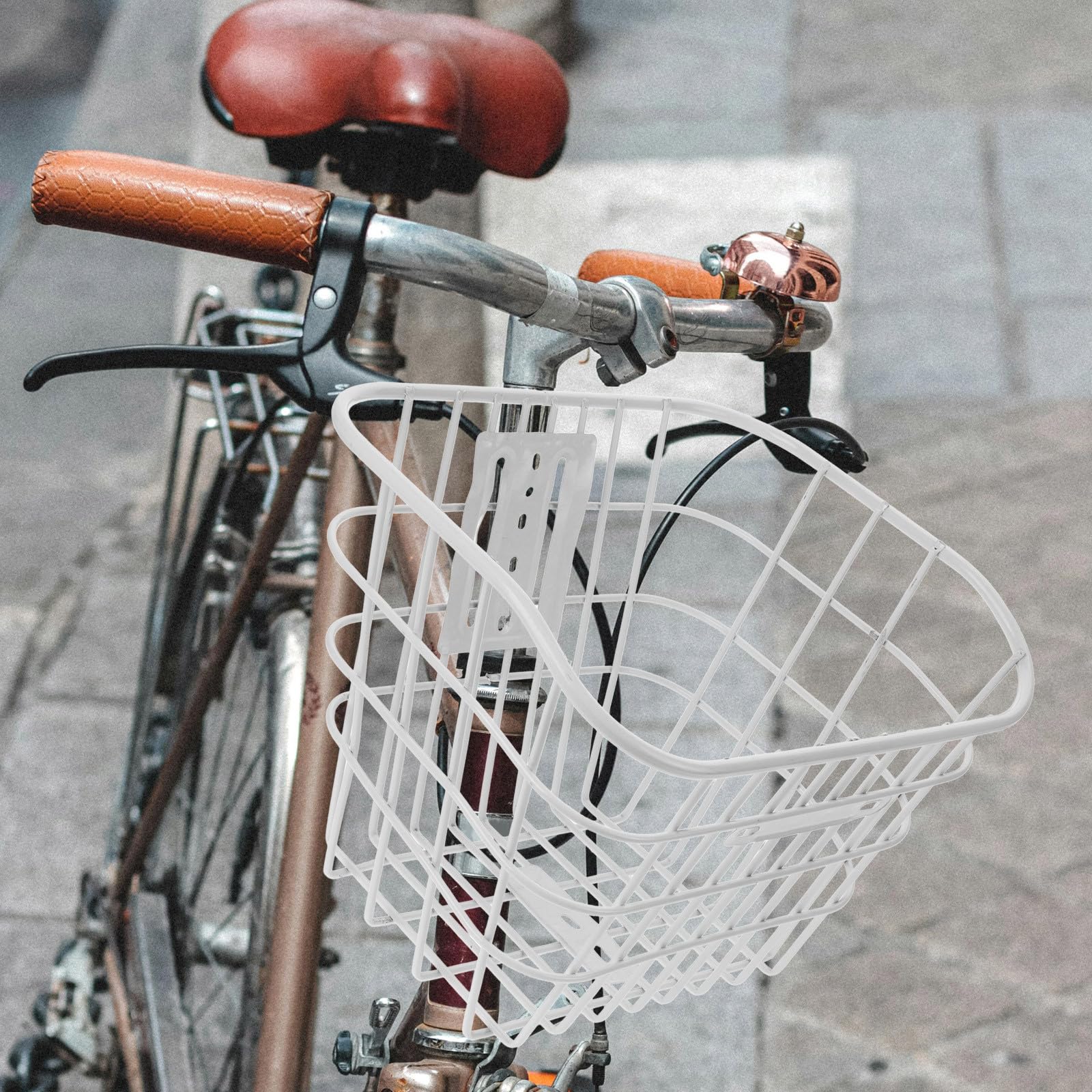 ifundom Fahrradkorb Frontkorb für Elektrofahrrad Robuster Metallkorb Weiß Kompatibel Multifunktional für Transport von Lebensmitteln und Haustierbedarf
