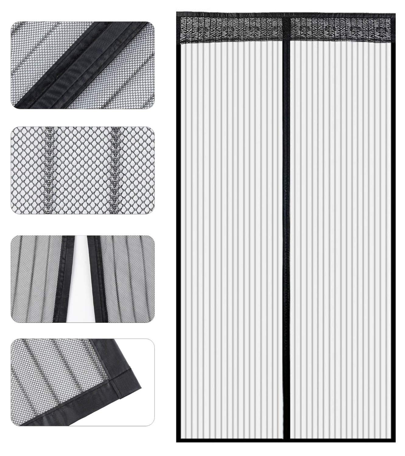 Store2508 Polyester Mesh Mosquito Screen Curtain with Magnets for Main/Balcony/Kitchen Doors (110 x 210 Cm, Black)