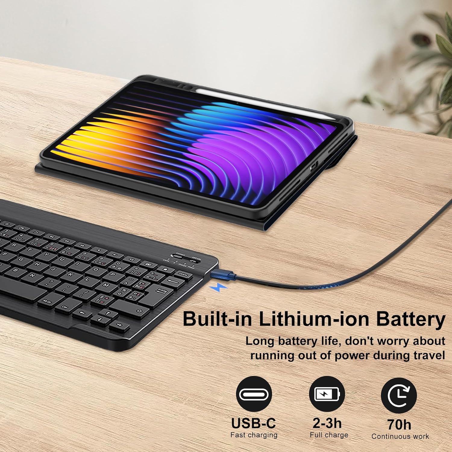 Clavier Coque + Verre Trempé pour Xiaomi Pad 7/ Pad 8/ Pad 7 Pro/Pad 8 Pro 11.2 Pouces, AZERTY Français Amovible Bluetooth sans Fil Clavier Étui Housse avec Protection écran (Xiaomi Pad 7)