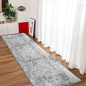 vivorug Runner Rug 2'x7' Vintage Washable Non-Slip Runners for Hallways Kitchen Entryway Laundry Room Carpet Hallway Runner Grey