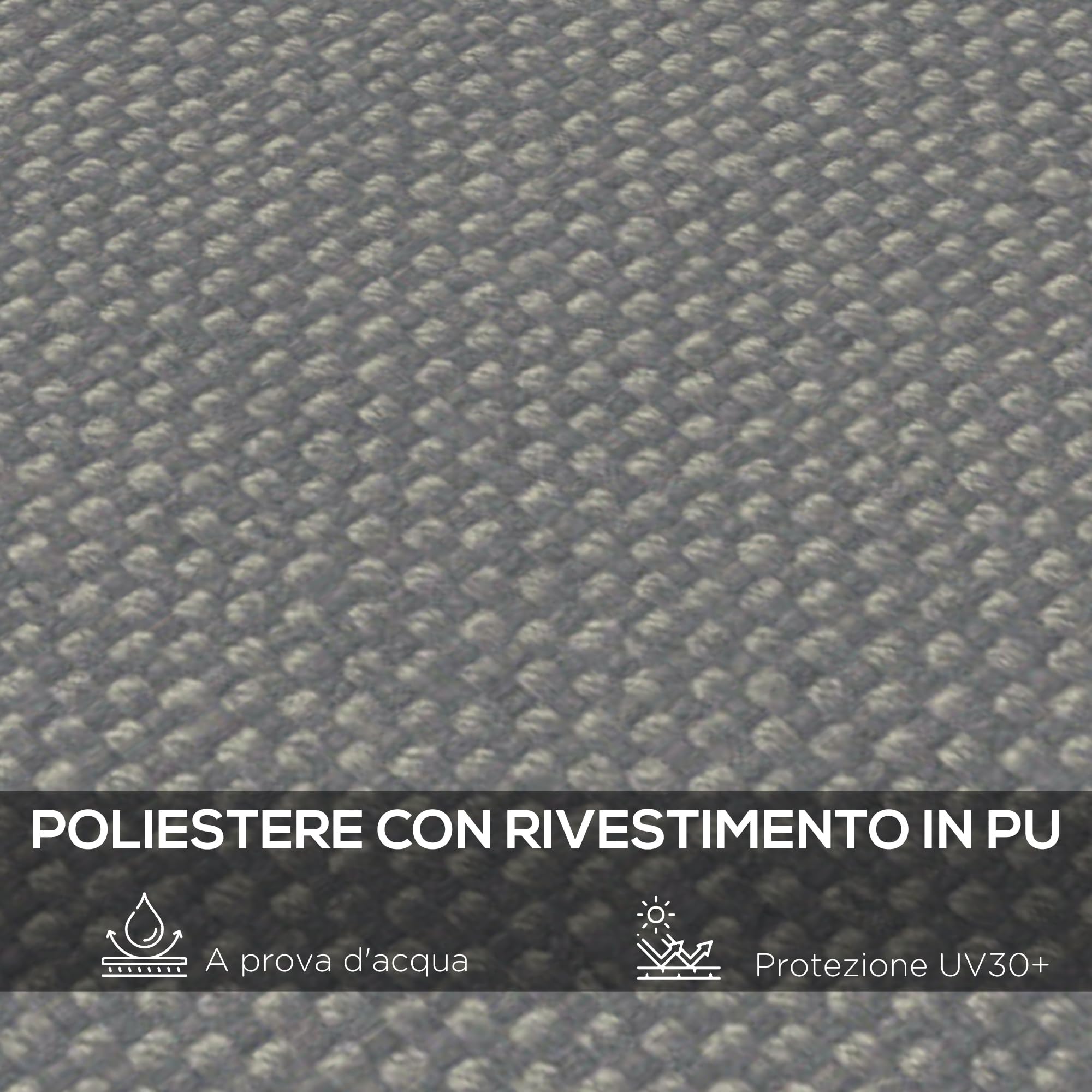 Outsunny Lona de Recambio para pérgola de jardín 3x3 m con 16 Agujeros de Drenaje, Ganchos y Anillas, Cubierta de poliéster para pérgola de cenador, Gris Oscuro