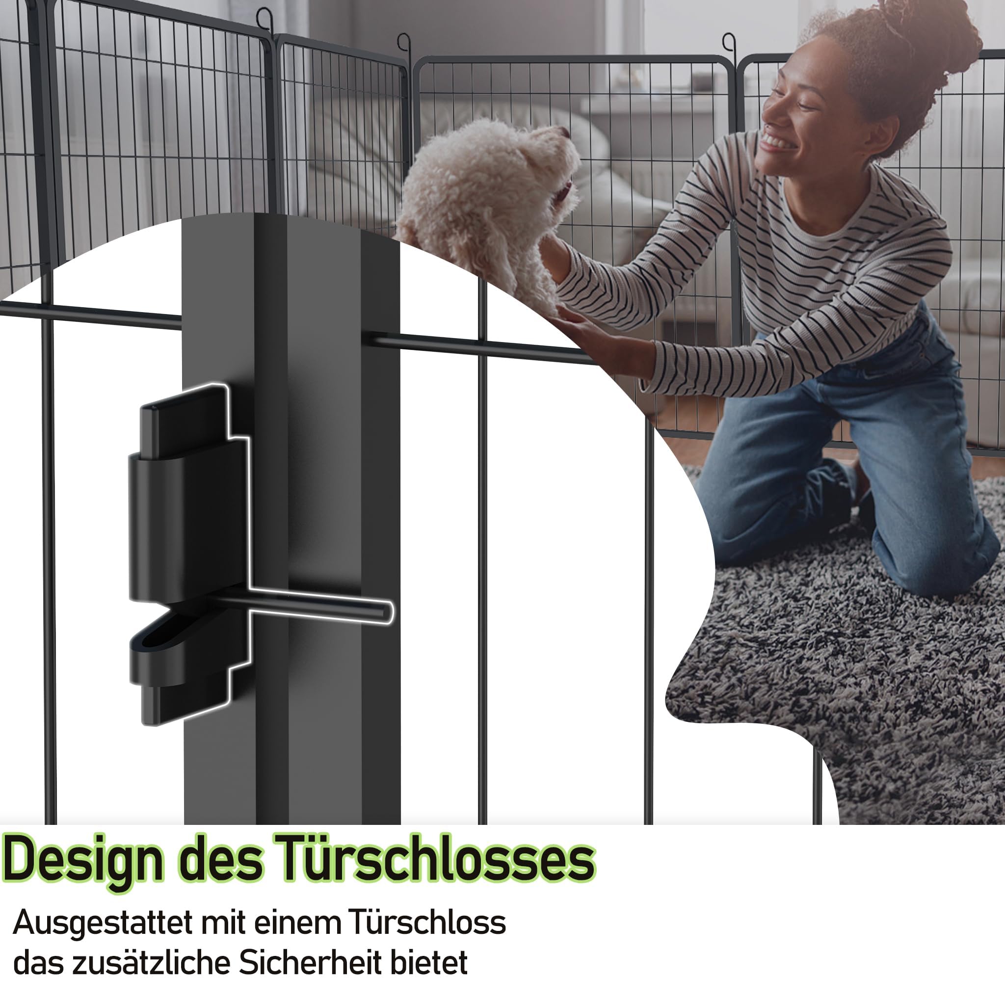 Welpenlaufstall Hundelaufstall Freilaufgehege Welpenauslauf 80cm hoch mit Tür Faltbare Faltbare Freigehege Flexibel Hundezaun für Innen und Outdoor 80 x 80 cm, 12 Stück