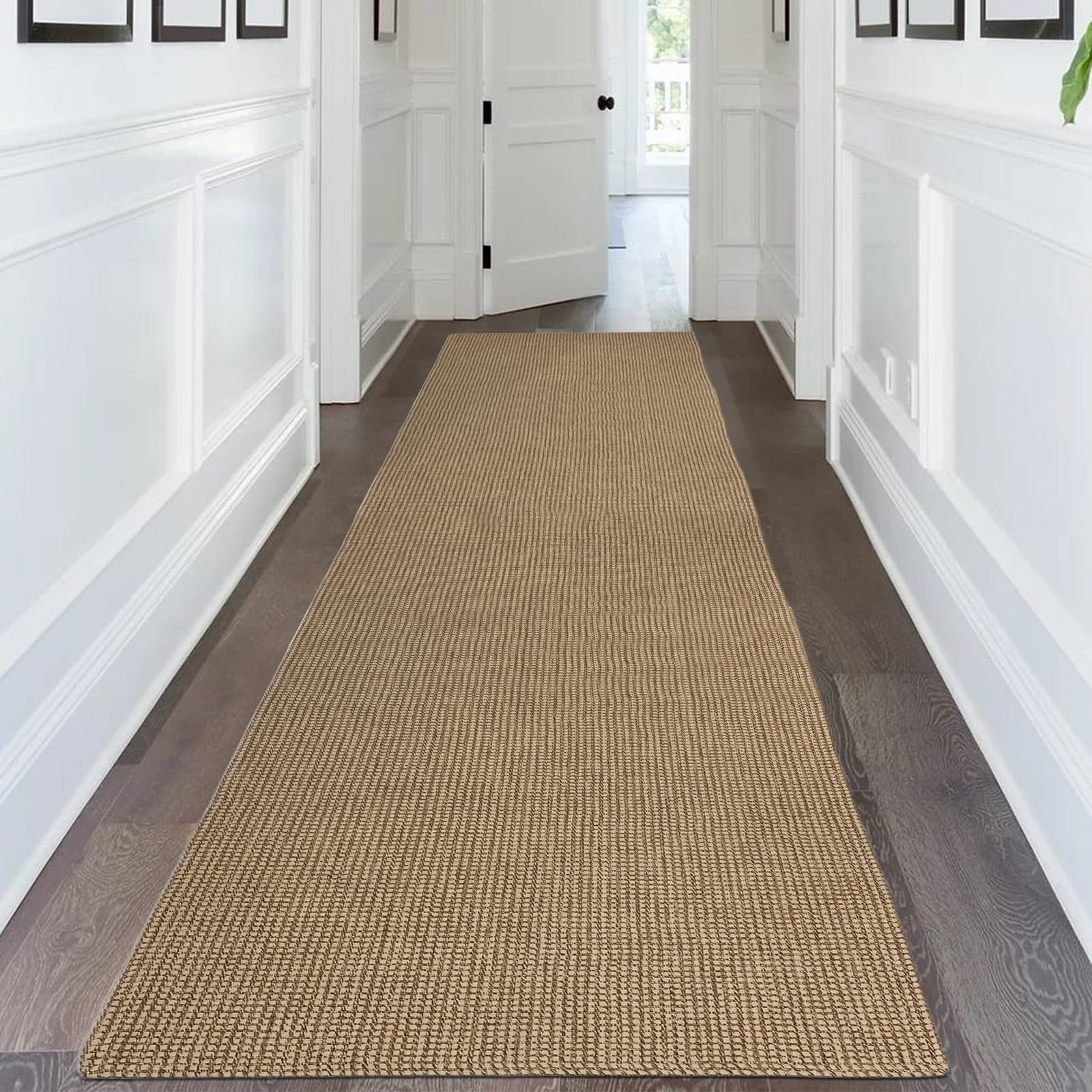 KOZYFLY Boho Runners for Hallways 2.6x14 ft Washable Extra Long Hall Carpet Runner Rubber Backed Kitchen Rug Natural Cotton Entryway Runner Rugs Floor Runners for Hallway Kitchen Entryway
