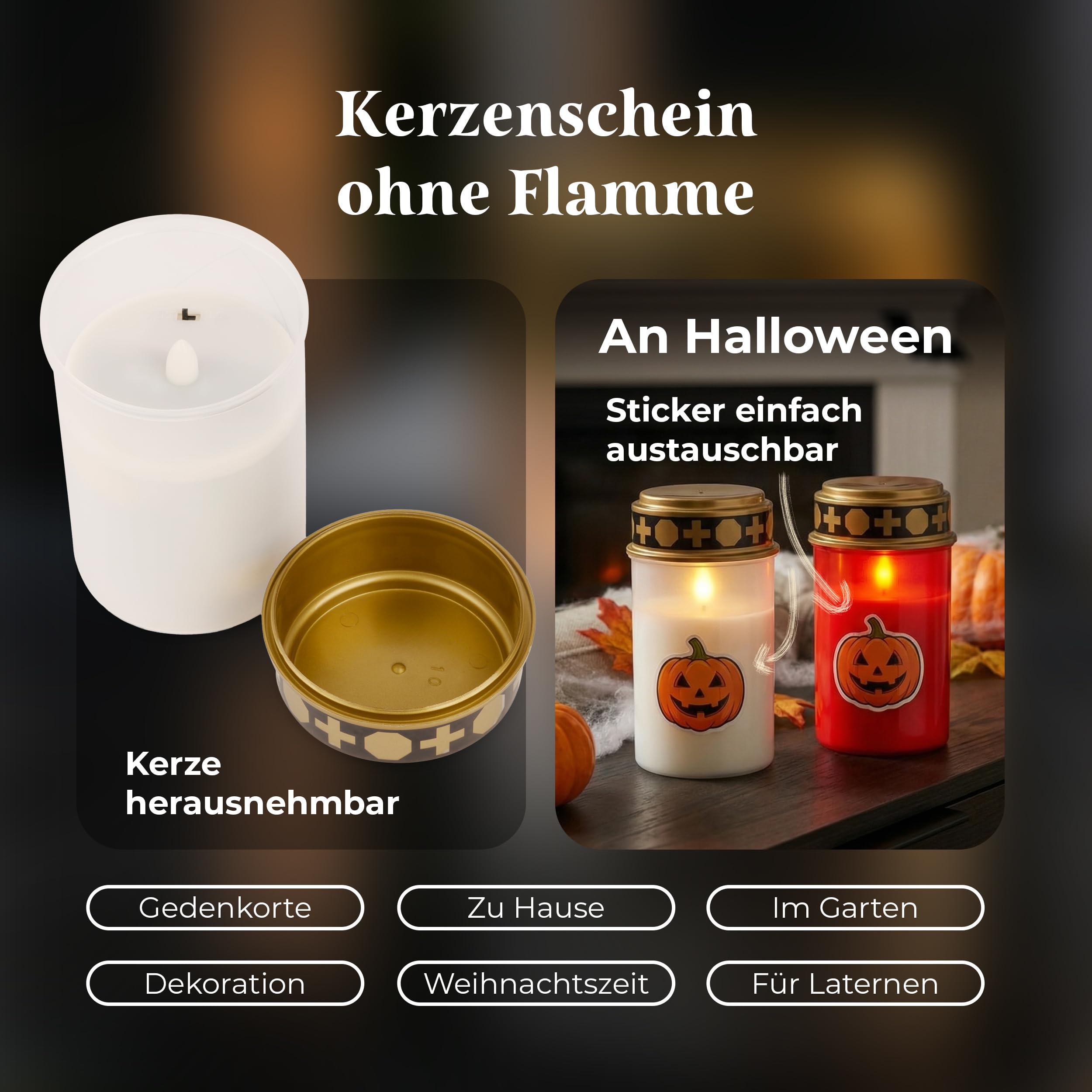 Novaliv Znicze białe 2 x i czerwone, 2 x świecące świece LED, migoczący płomień, świeca nagrobna LED z baterią, świeca cmentarna, świeca pamiątkowa, latarnia nagrobna, światło wieczne