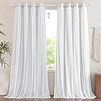 Vista 63 de NICETOWN - Cortinas opacas traslúcidas de capas superpuestas con ojales en la parte superior (52 pulgadas de ancho).