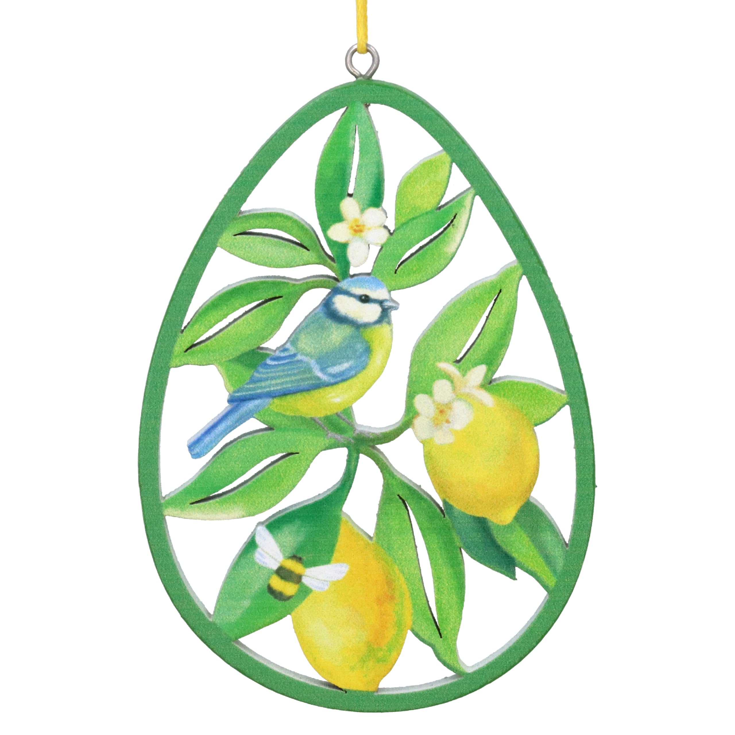 Gisela Graham Multicolor Lemon & Blue Tit Hanging Easter Decoration