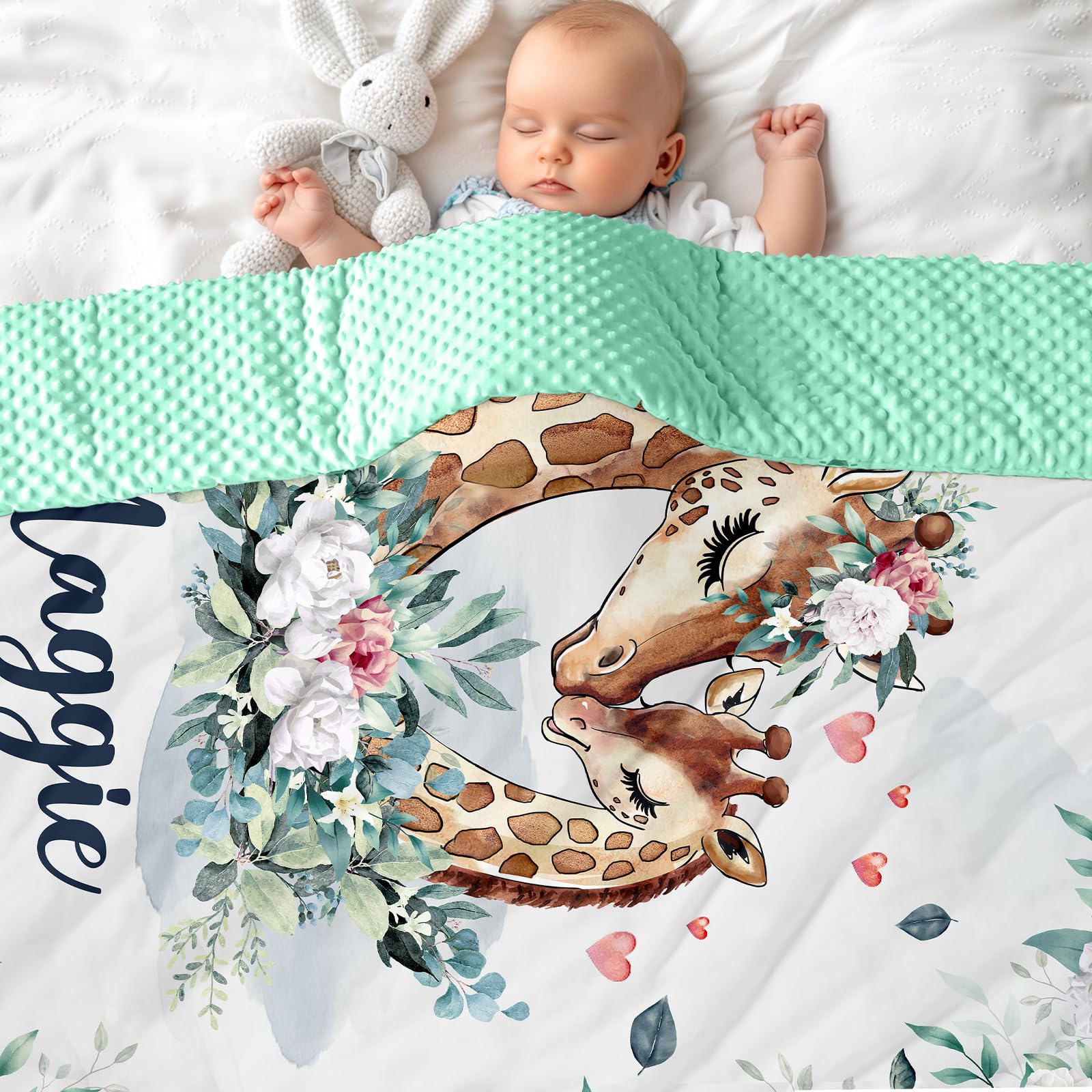 papasgix Personalised Baby Blanket for Newborn, Soft Plush Blankets with Dotted Backing, Custom Baby Blanket with Name Customised Baby Gift for Birthday Baby Shower โ image 1