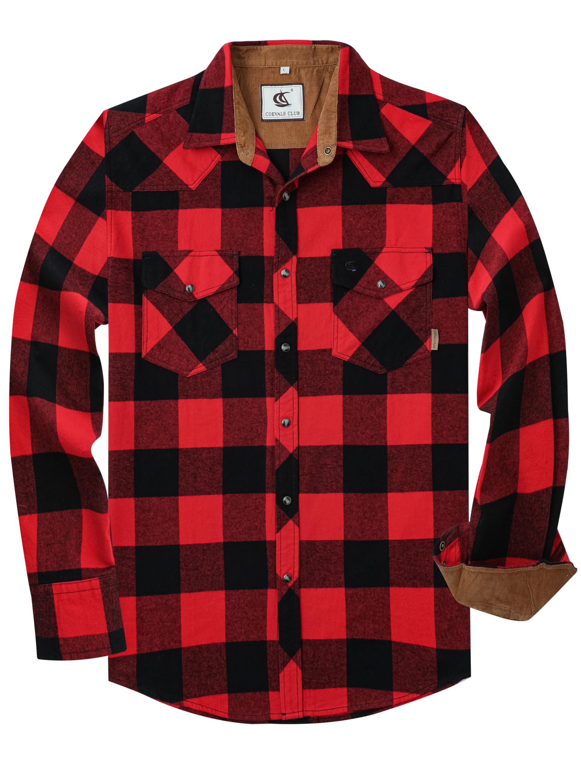 Camicia in flanella da uomo a maniche lunghe, camicia da boscaiolo, a quadri, con bottone, in cotone con tasca, vestibilità normale, casual, camicia