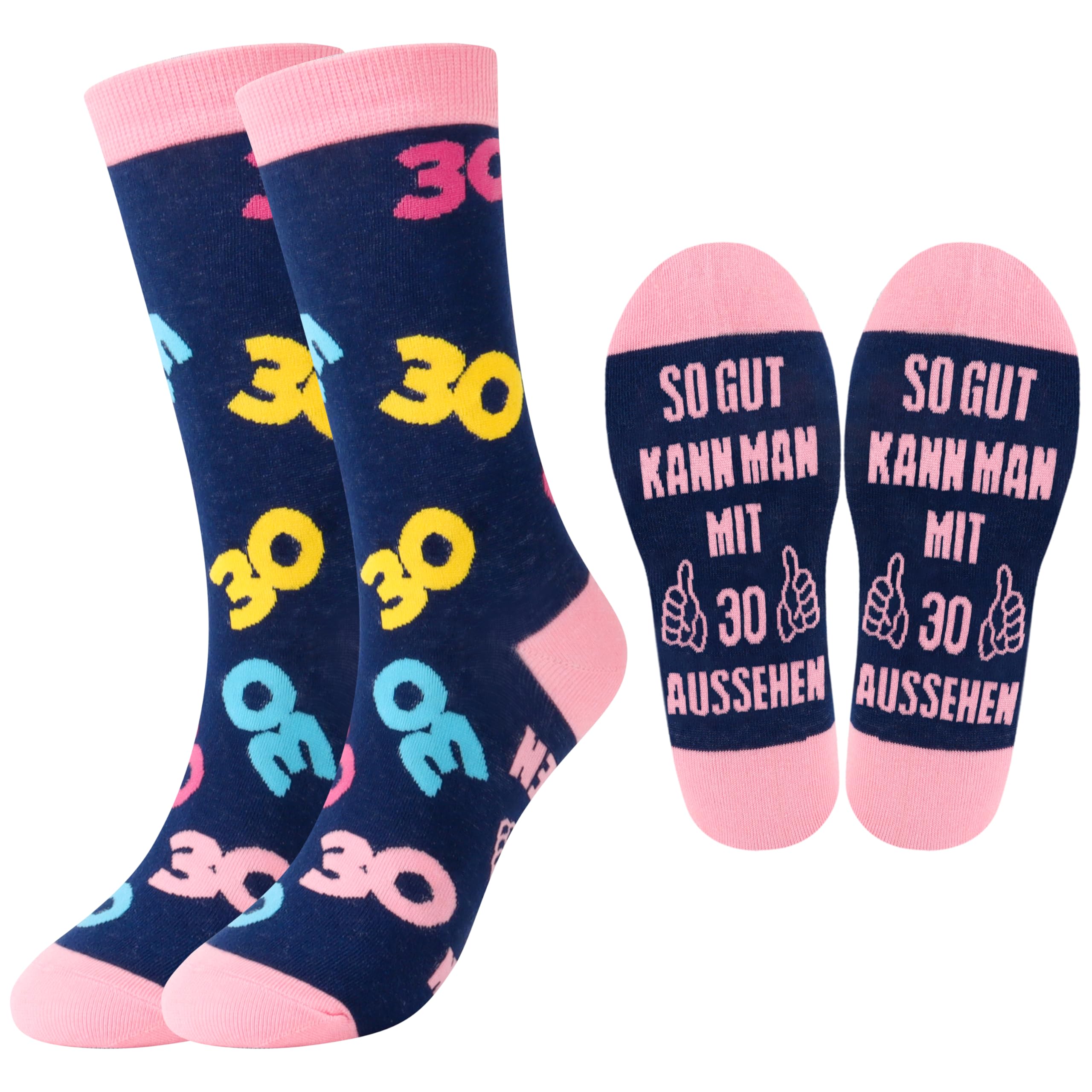 Belloxis 30 Geburtstag Frauen 30. Geburtstag Frauen Geschenk 30. Geburtstag Frau Socken Damen 39-42 Baumwollsocken Wadenstrümpfe Socken
