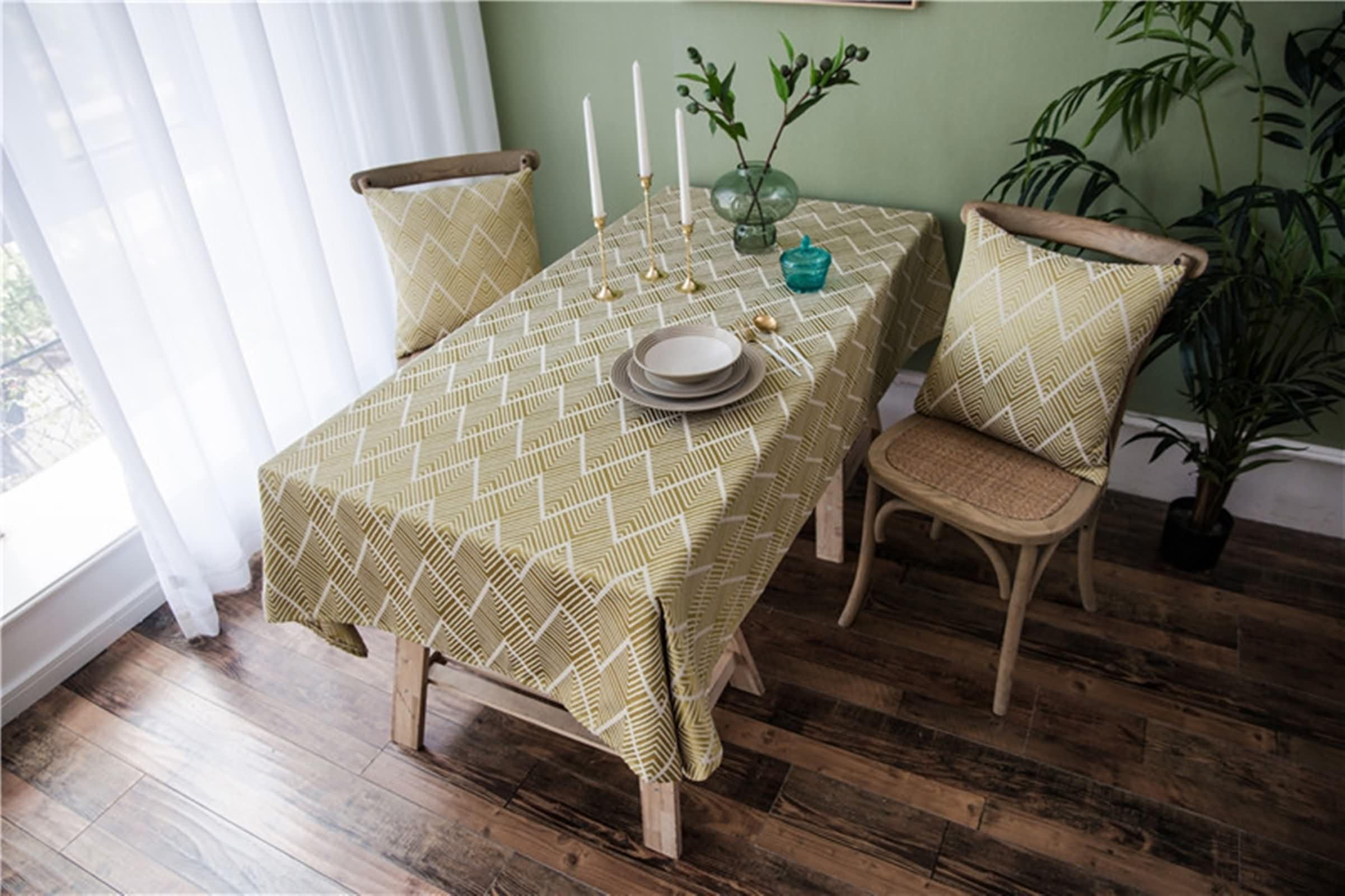 Tovaglia Rettangolari Lunga Strisce Ondulate Tovaglie Poliestere per Ristorante Giallo,135x250CM