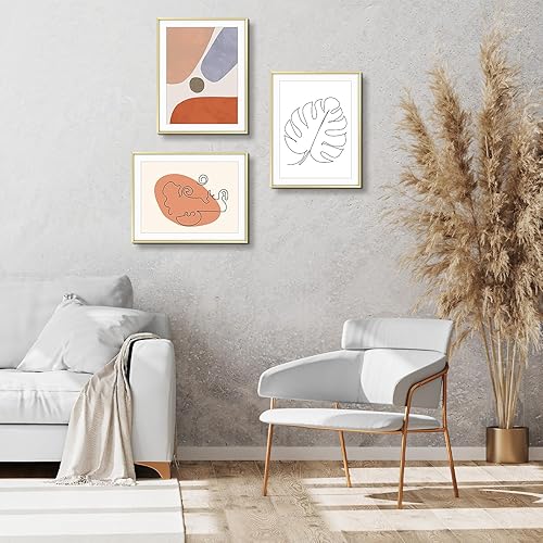 Vista 477 de Golden State Art - Marco de fotos de aluminio satinado clásico de 8 x 10 con alfombrilla de color marfil para fotos de 5 x 7 y cristal real, Dorado