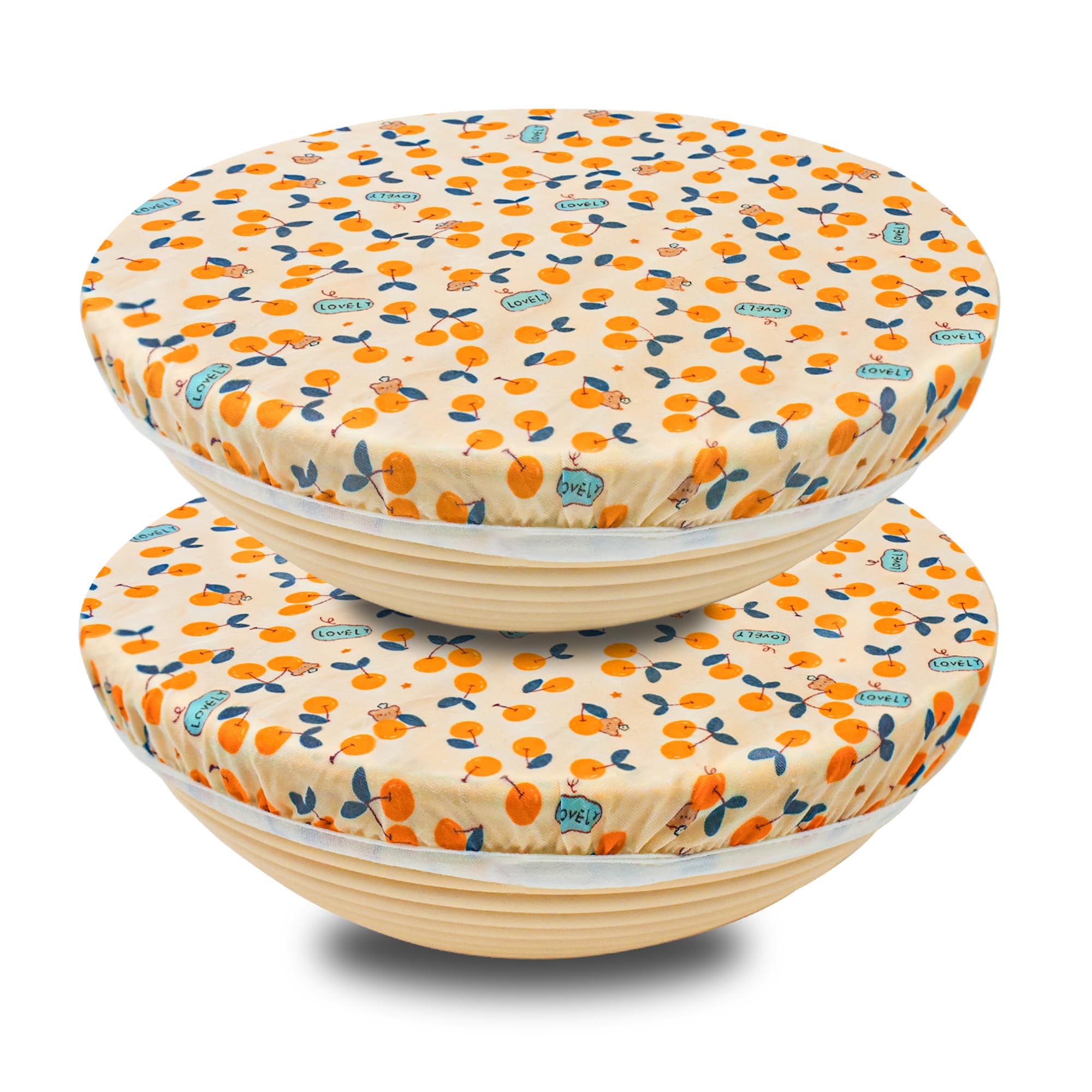OHIYO Reusable Beeswax Bowl Covers (2 Large), Elastic Cotton Cloth Sourdough Food Cover, 12 inch Reusable Bowl Caps for Bread Proofing Baskets and Large Mixing Containers