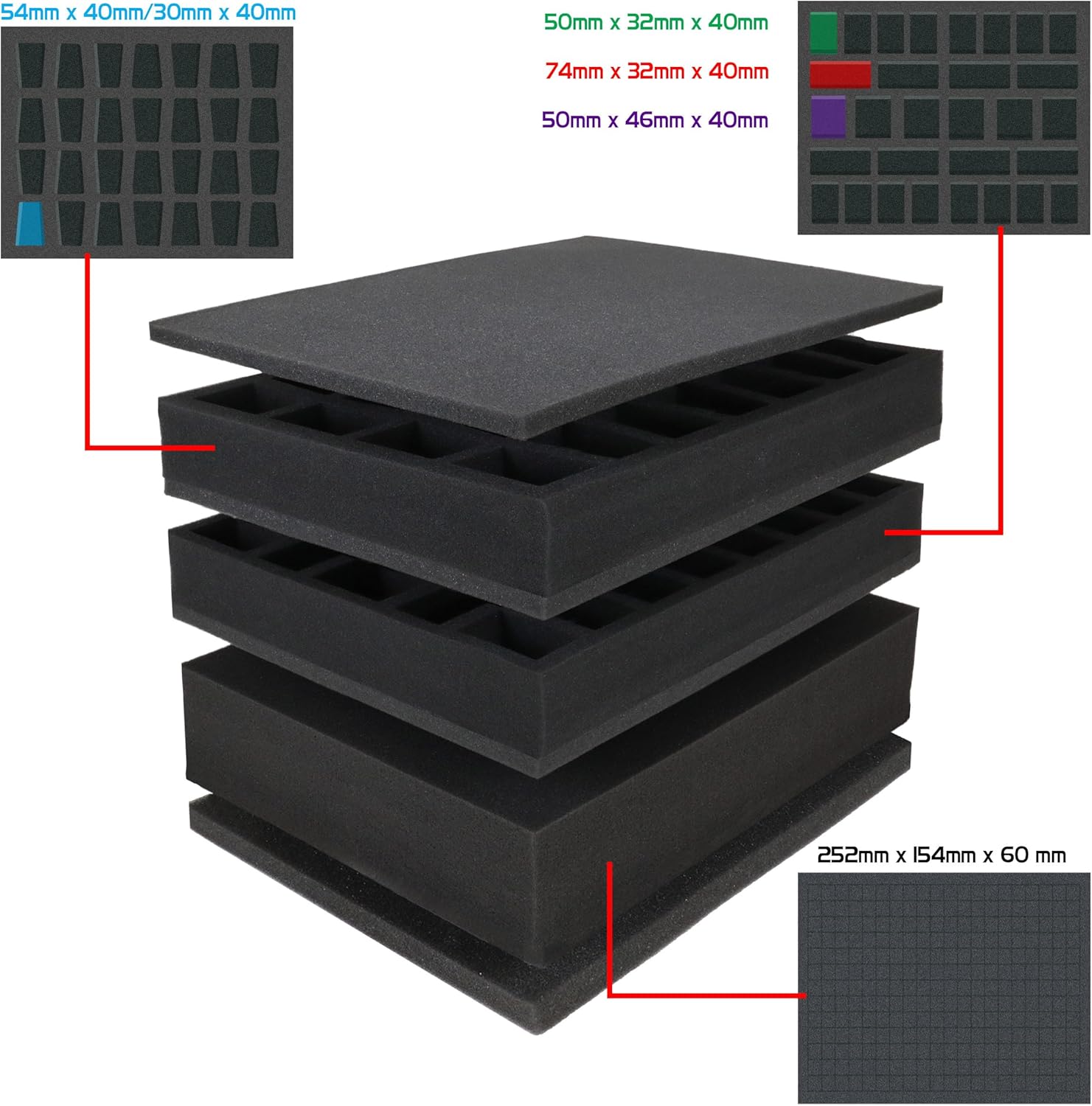 ENHANCE Wide Base Miniature Carrying Case - Mini Figure Storage fits 58 Minis & Pick & Pluck for Large Figures - Book Sleeve & 2 Accessory Pockets for Measuring Tape, Dice & More (Large - Wide Base)