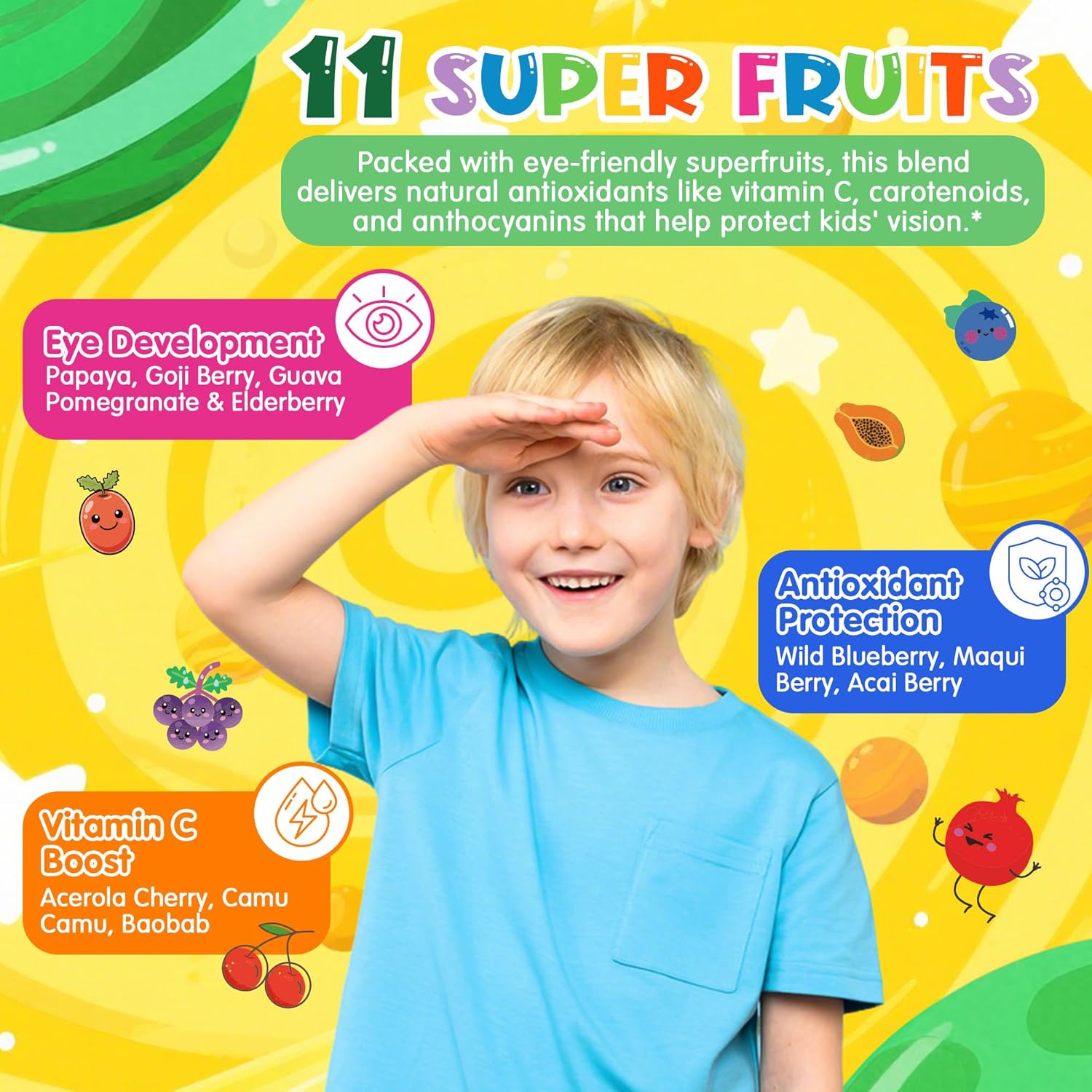 Kids Super Greens Gummies, Superfood Multivitamin for Kids, 20+ Veggie, Fruit, Vitamin, Mineral, Probiotic, Kids Vitamin Gummies for Growth, Immunity, Digestion, Picky Eater Approved, Sugar Free 2Pack - Image 5
