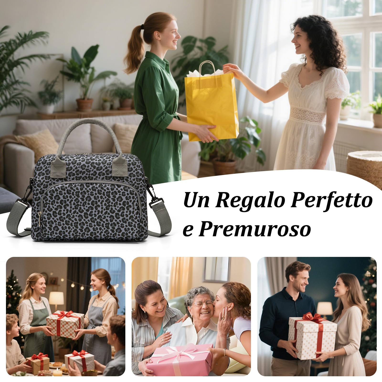 AOTM Borsa Termica Porta Pranzo Donna Uomo, Borsa Frigo con Capacità 12L, Spalline Regolabili, Facile da Pulire, Design Multi-Tasca, Portatile per Ufficio Scuola Viaggio Picnic