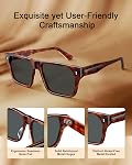 CARFIA Acetate Sunglasses for Men Polarized UV400 Protection Modern Flat Large Wrap Square Driving Glasses