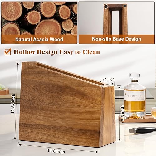 Miniatura 4 de Acacomft Soporte magnético grande para cuchillos, bloque universal para cuchillos sin cuchillos, organizador de almacenamiento de cuchillos de