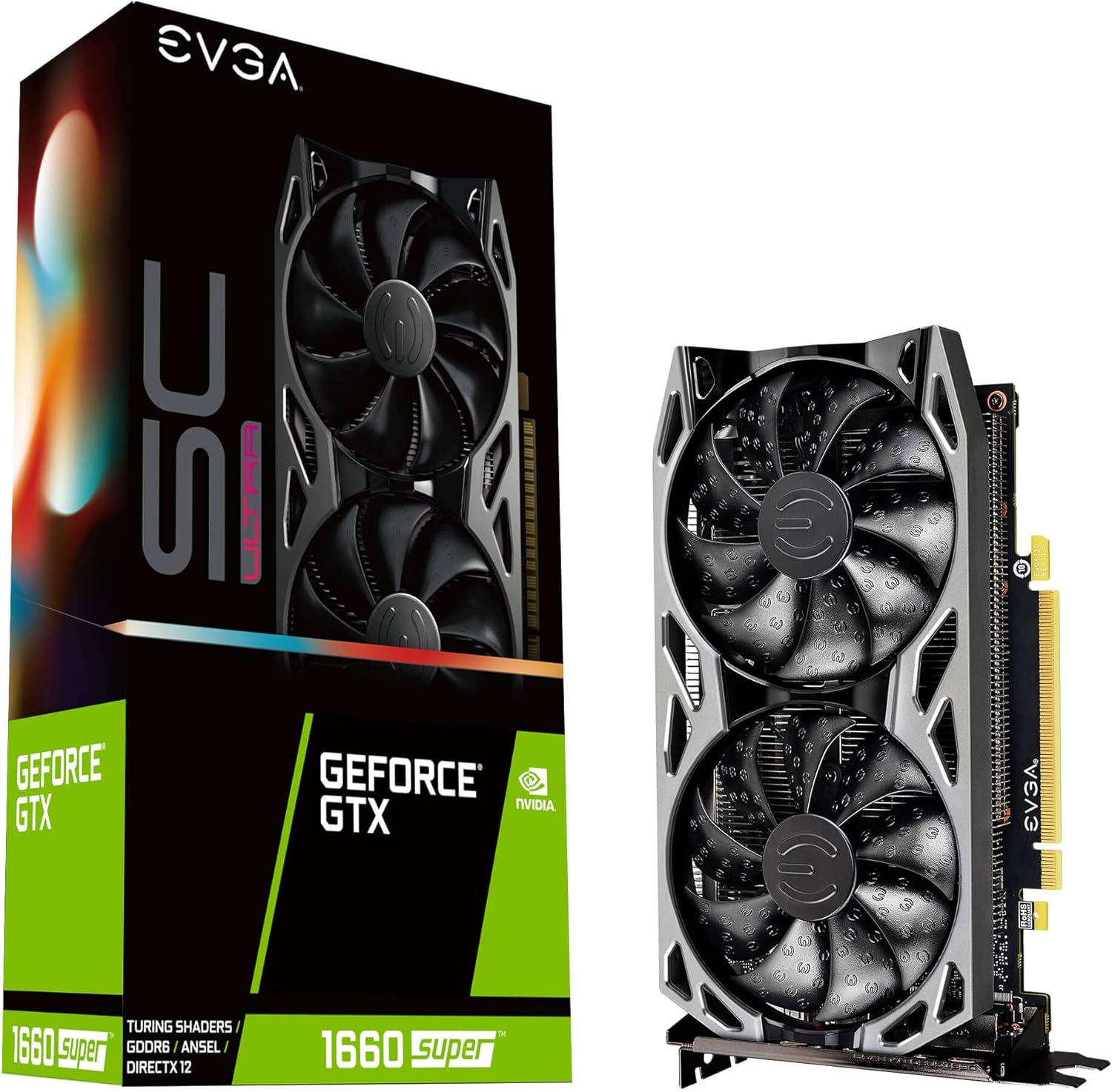 EVGA GeForce GTX 1660 SUPER SC ULTRA GAMING, 06G-P4-1068-KR, 6GB GDDR6, Dual Fan, Metal Backplate EVGA GeForce GTX 1660 SUPER SC ULTRA GAMING, 06G-P4-1068-KR, 6GB GDDR6, Dual Fan, Metal Backplate