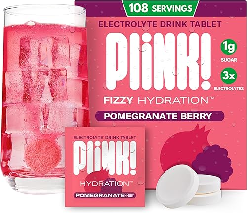 Miniatura 18 de Plink! Tabletas de bebida con electrolitos efervescentes para hidratación diaria, tabletas de electrolitos de 72 ct + sodio, potasio, magnesio,