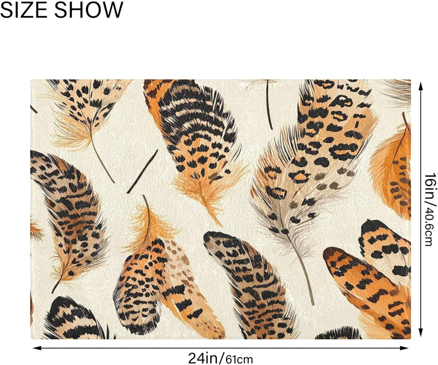 Burbuja Leopard Print Feathers Bathroom Rug Set, Soft Plush Absorbent Bath Mat, Non-Slip Toilet Base for Bathroom Floor Toilet Base