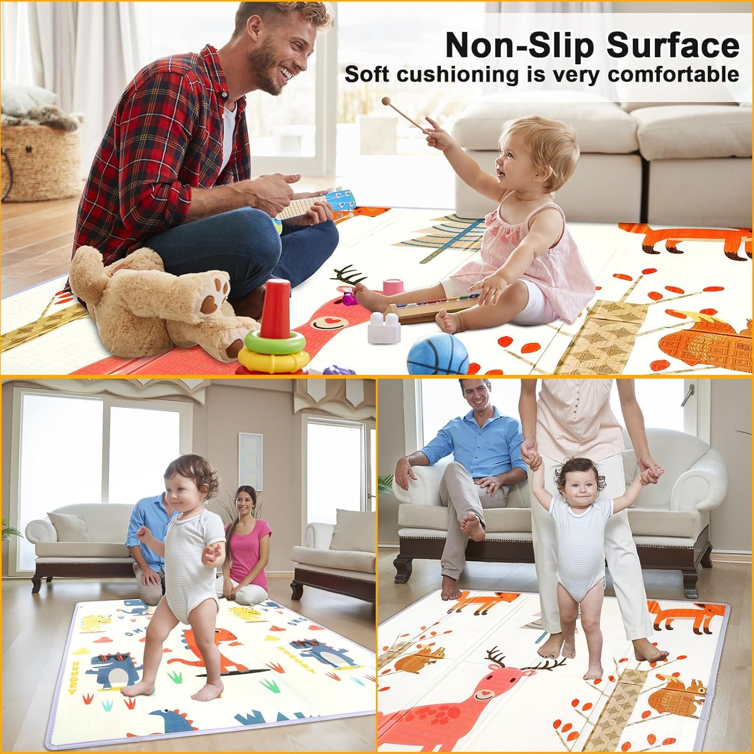 Gutsbox Tappeto Gioco Bambini Pieghevole 120x120x1cm Tappeto Gioco Neonato Pieghevole XPE Tappetino Bambini Pieghevole e Reversibile, Non Tossico, Antiscivolo