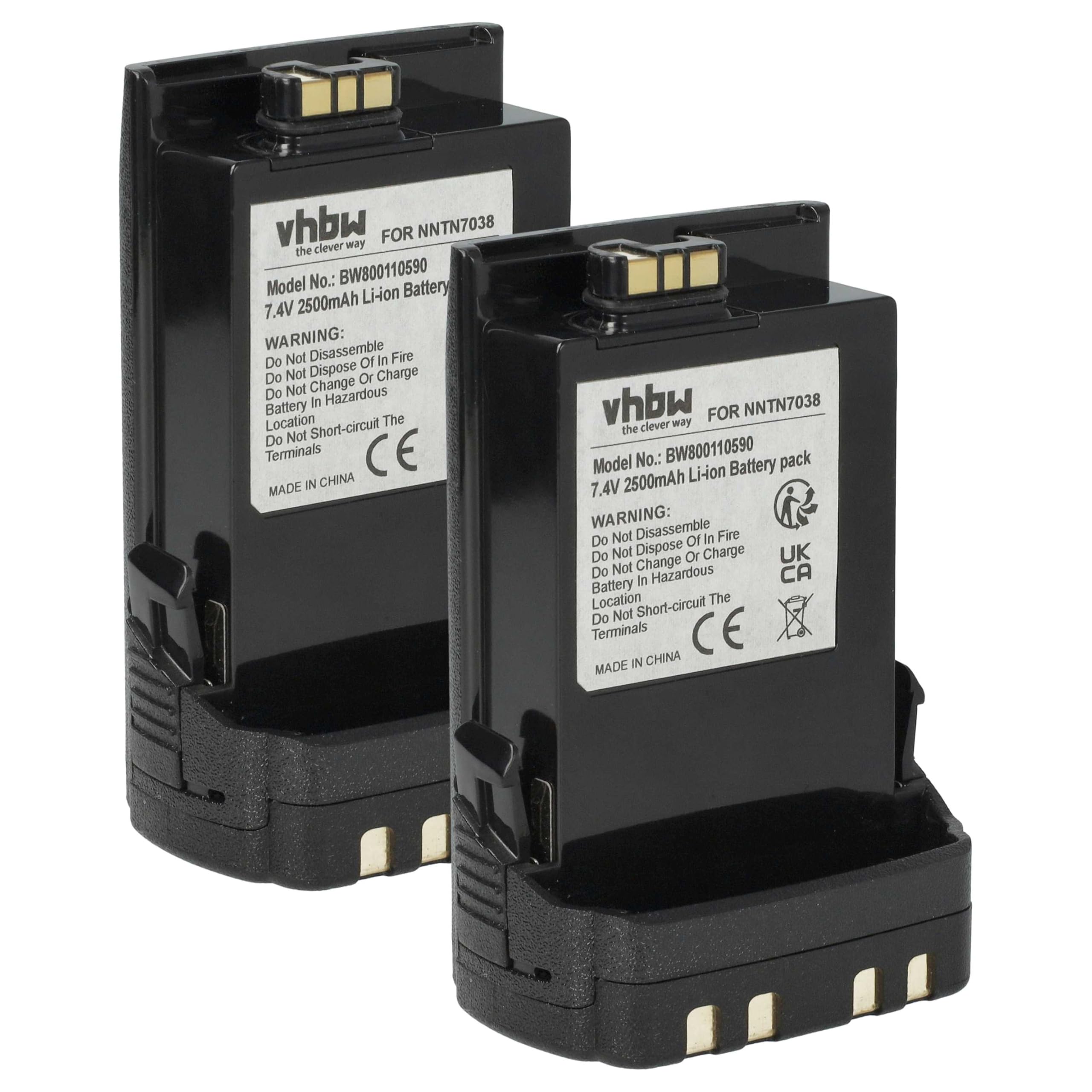 vhbw 2x batteria compatibile con Motorola APX7000XE P25, APX7000, APX8000, APX8000XE, APX7000XE radio (2500mAh, 7,4V, Li-Ion)
