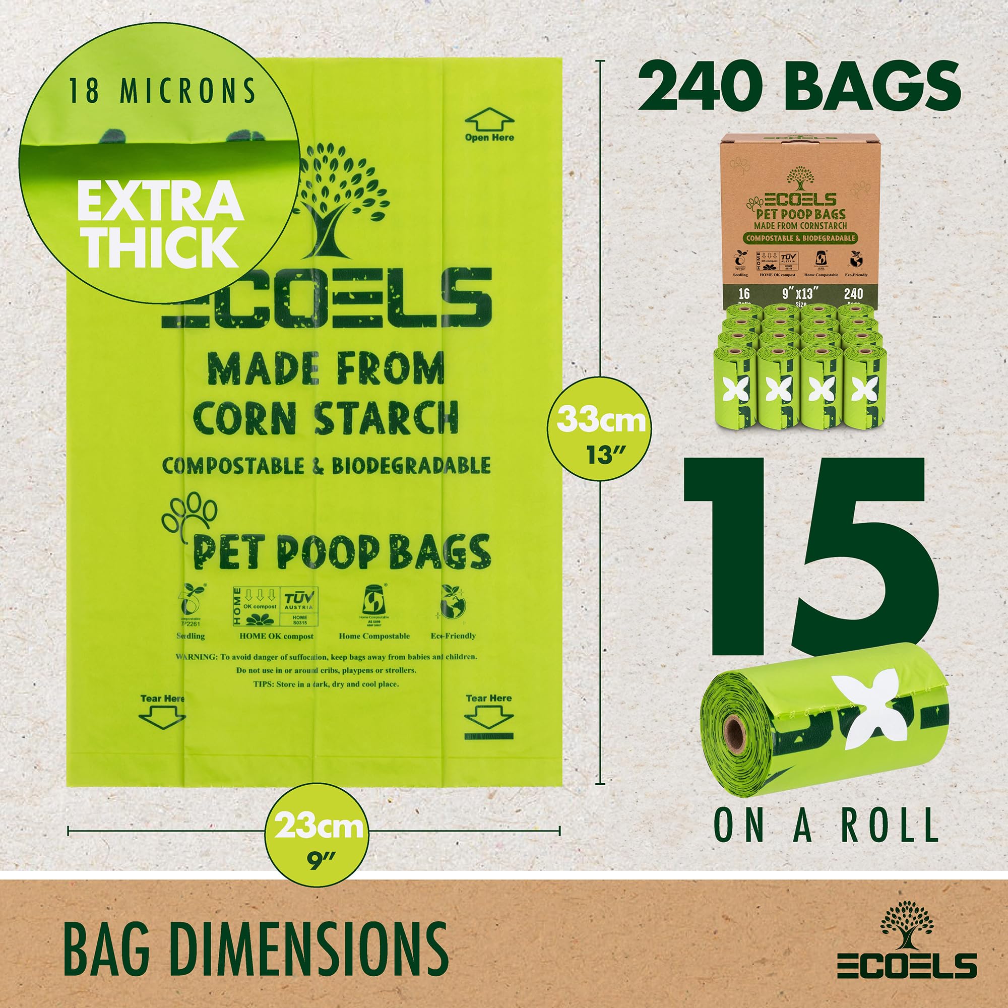 Sacchetti Biodegradabili Per Cacca Cani - 240 Pezzi, Compostabili In Amido Di Mais, Con Supporto - Foto 5