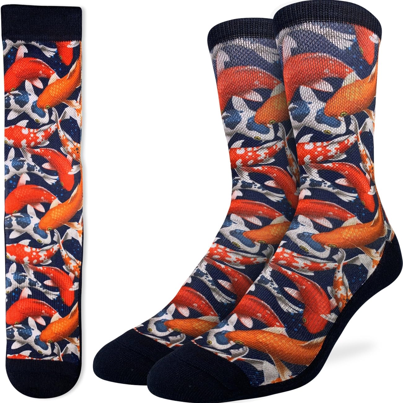 Good Luck Sock Men's Bigfoot, Sasquatch, Abominable Snowman & Yeti Socks, Adult, Koi Fish, Mens, Large