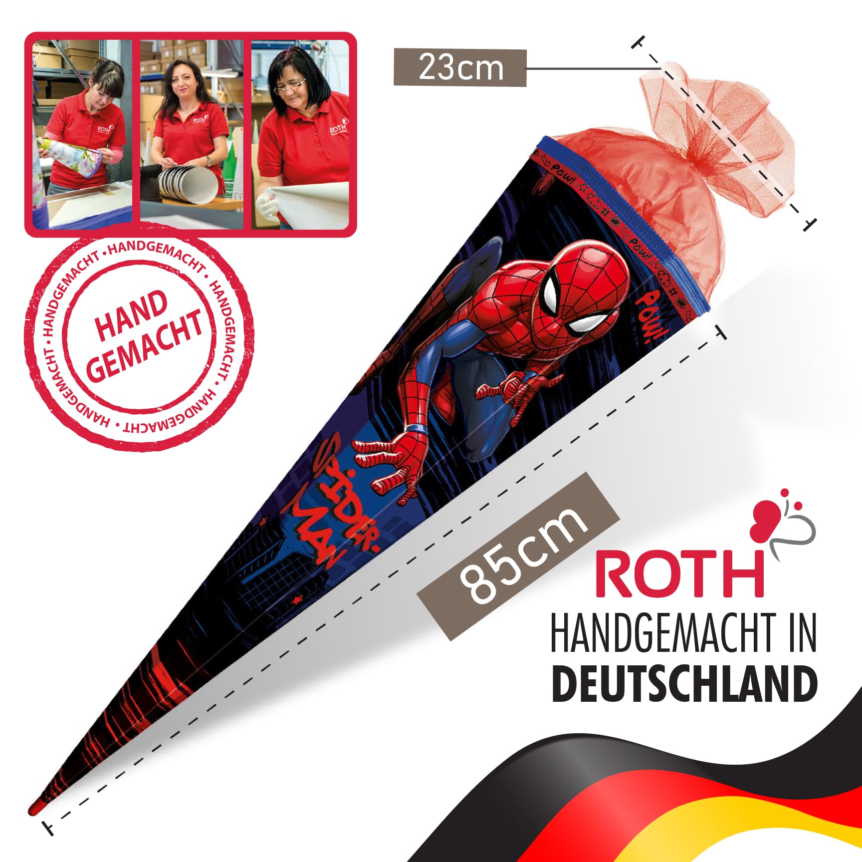 OYOY 85cm Schultüte gefüllt mit 1,400g Süßigkeiten Mix I 6-eckige ROTH Schultüte Motiv I Einschulung Geschenk I Schultüte fertig gefüllt I Schultüte groß