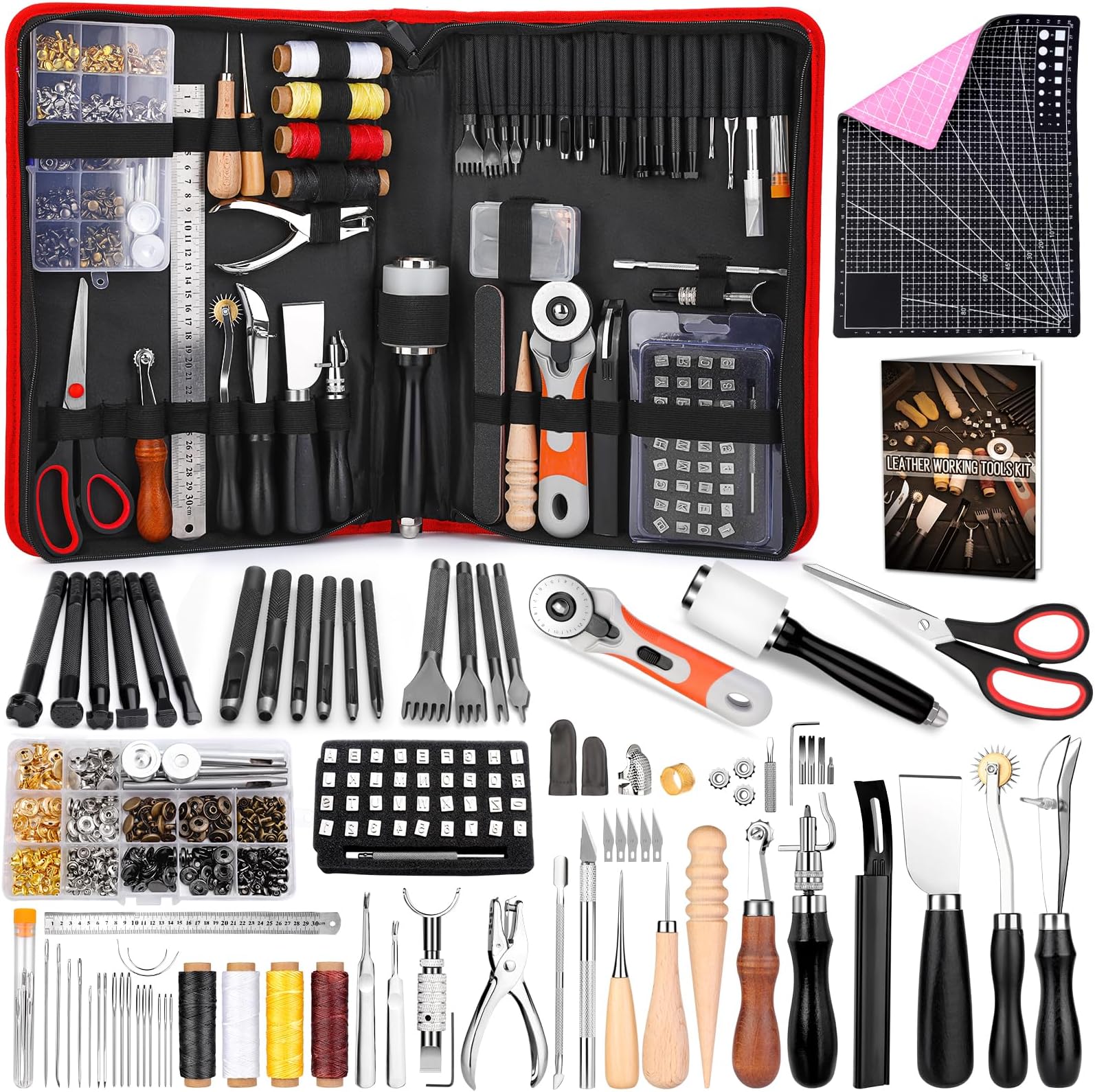 - IMZAY 415 PCS Leather Working Kit, Leather Tool Kit, LeatherCrafting Kit for Beginners with Leatherworking Tools Punching Sewing Stamping Sanding Tools for Leathercraft Professional