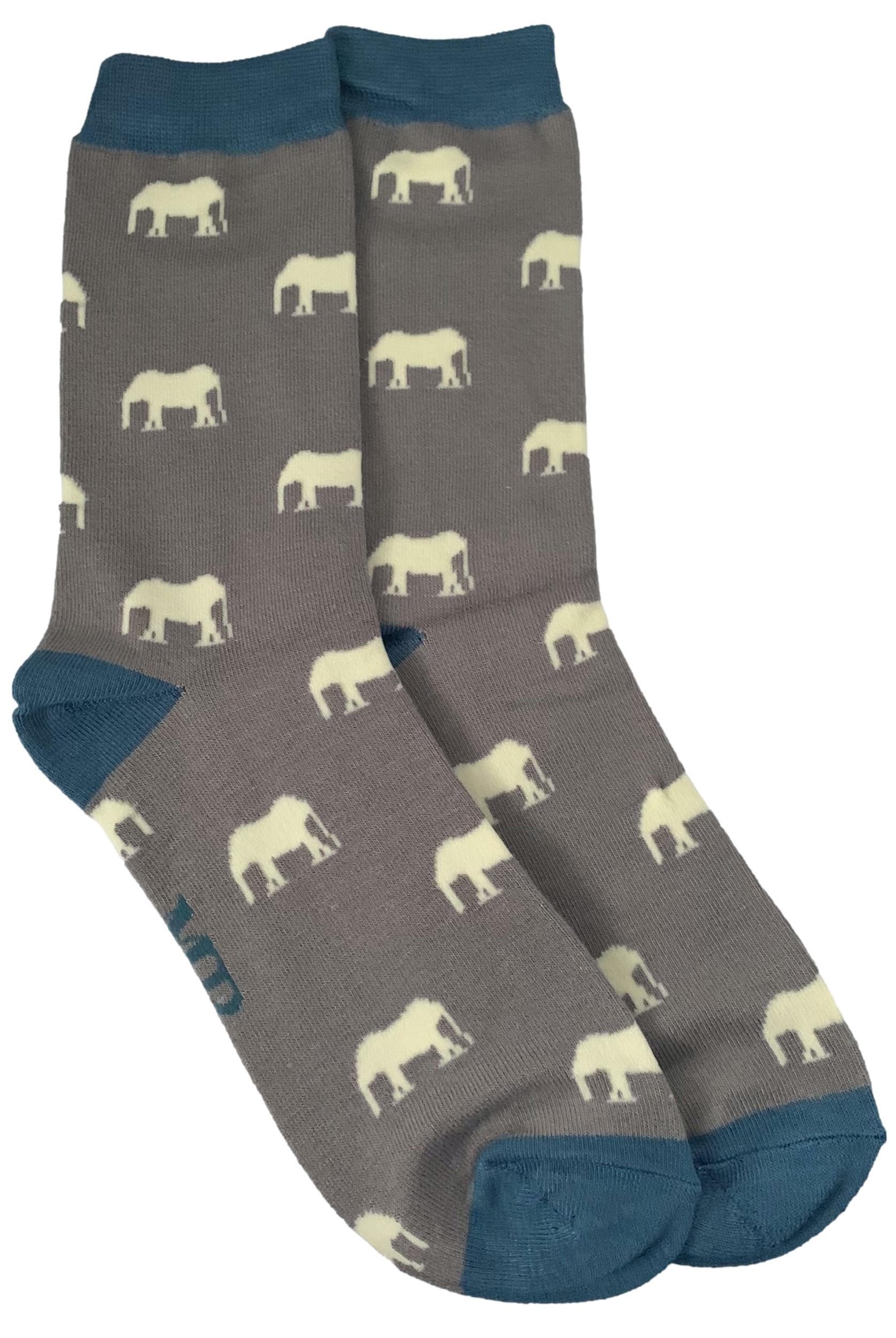 Purple Possum® Mens Socks Elephants Blue Grey Elephant Novelty Fun Bamboo Cotton Blend 8-12