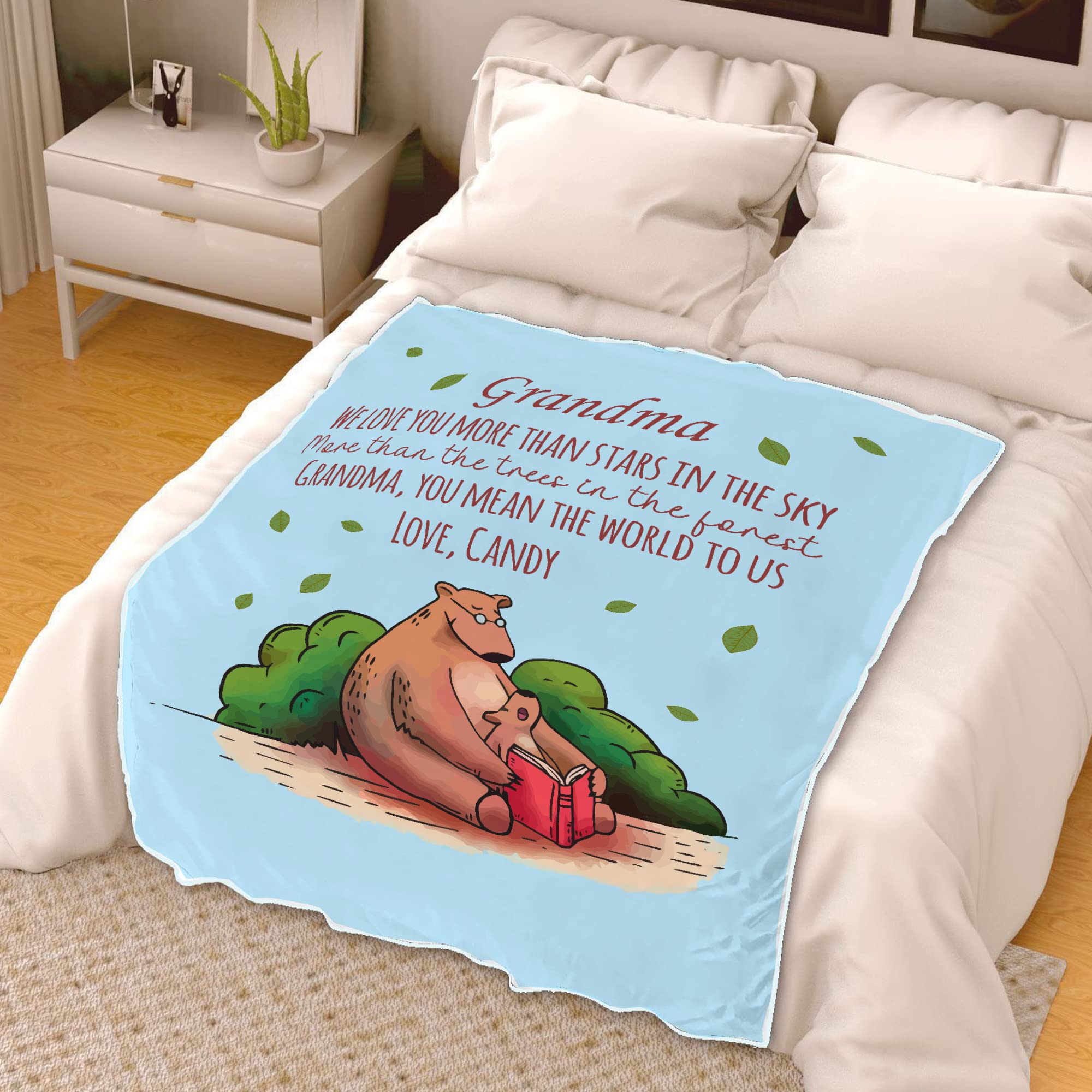 Coperta con nome personalizzato We Love You More Than Stars in The Sky Coperta nonna orso coperta in morbido pile coperta personalizzata regalo per Mimi Nana nonna regalo personalizzato