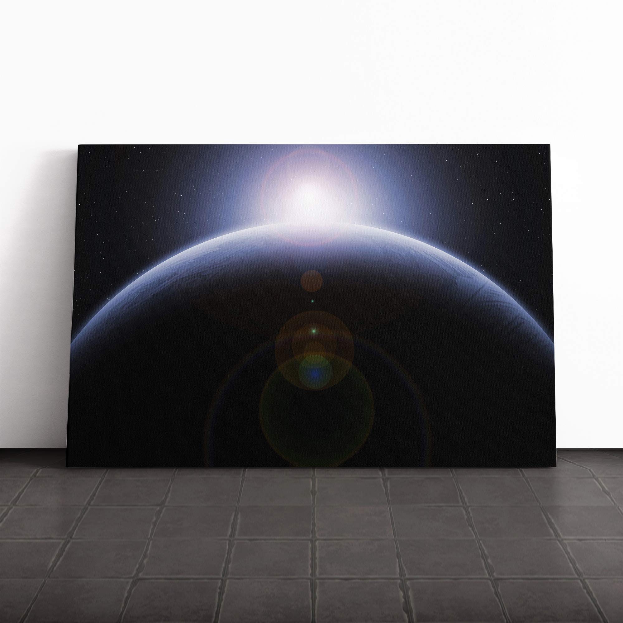 Space Planets (9) Canvas Print | Gallery Wrapped 30mm Frame Wall Art | 24x16 inches | Ready to Hang | Modern Space Picture | Living Room Bedroom Lounge Office