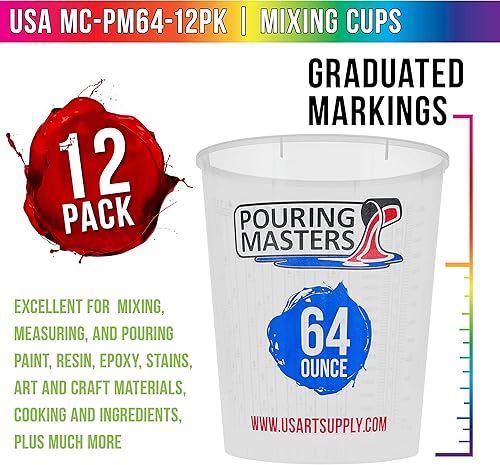 Miniatura 2 de Pouring Masters Vasos mezcladores de plástico graduados de 64 onzas (67.6 fl oz) (caja de 12)  Vasos de mezcla de pintura para resina epoxi, arte,