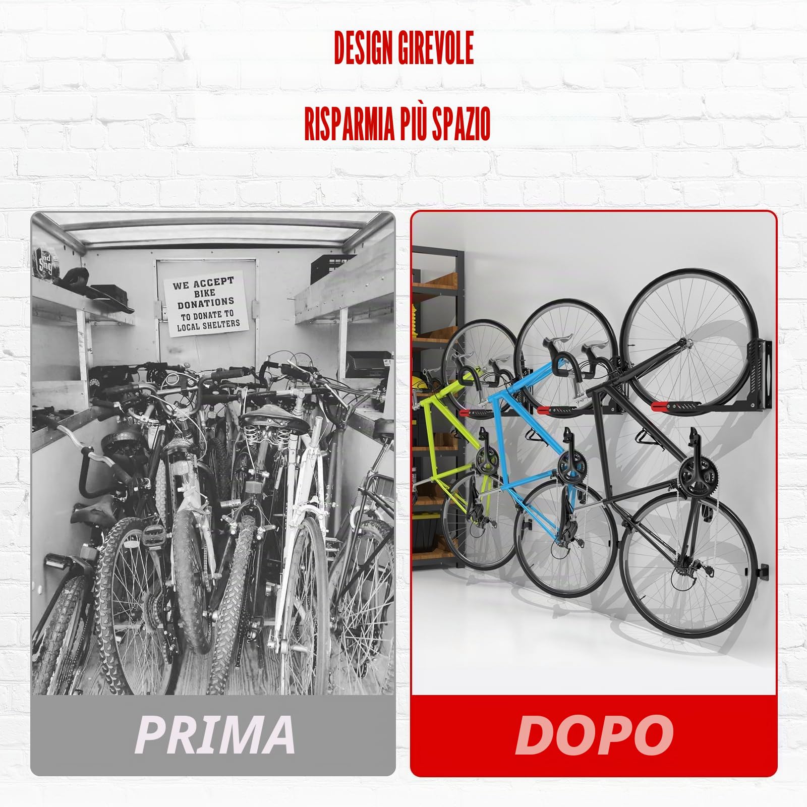 IMAYCC Girevole Porta Bici Da Muro, Verticale Regolabile e Pieghevole Portabici Da Muro, Non è Necessario Sollevare Supporto Bic, Risparmio Di Spazio Rastrelliera Per Il Garage Di Casa.