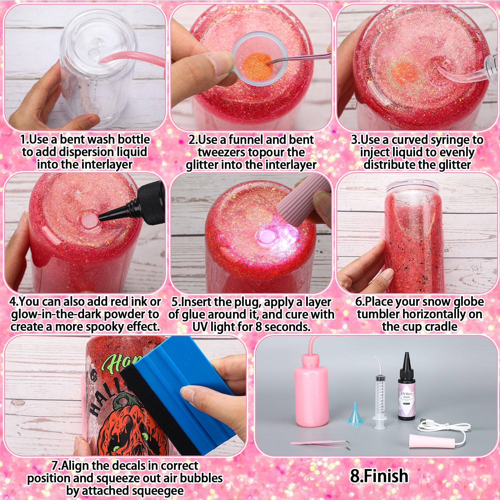 9 Pcs Valentine Snow Globe Tumbler Supplies Including 16 oz Snowglobe Cups with Lids and Straws Squeeze Bottle Bent Spout Syringe Tweezer Funnels for Glitter Snow Globe DIY Craft Gift(Bamboo 9 Pcs Valentine Snow Globe Tumbler Supplies Including 16 oz Snowglobe Cups with Lids and Straws Squeeze Bottle Bent Spout Syringe Tweezer Funnels for Glitter Snow Globe DIY Craft Gift(Bamboo