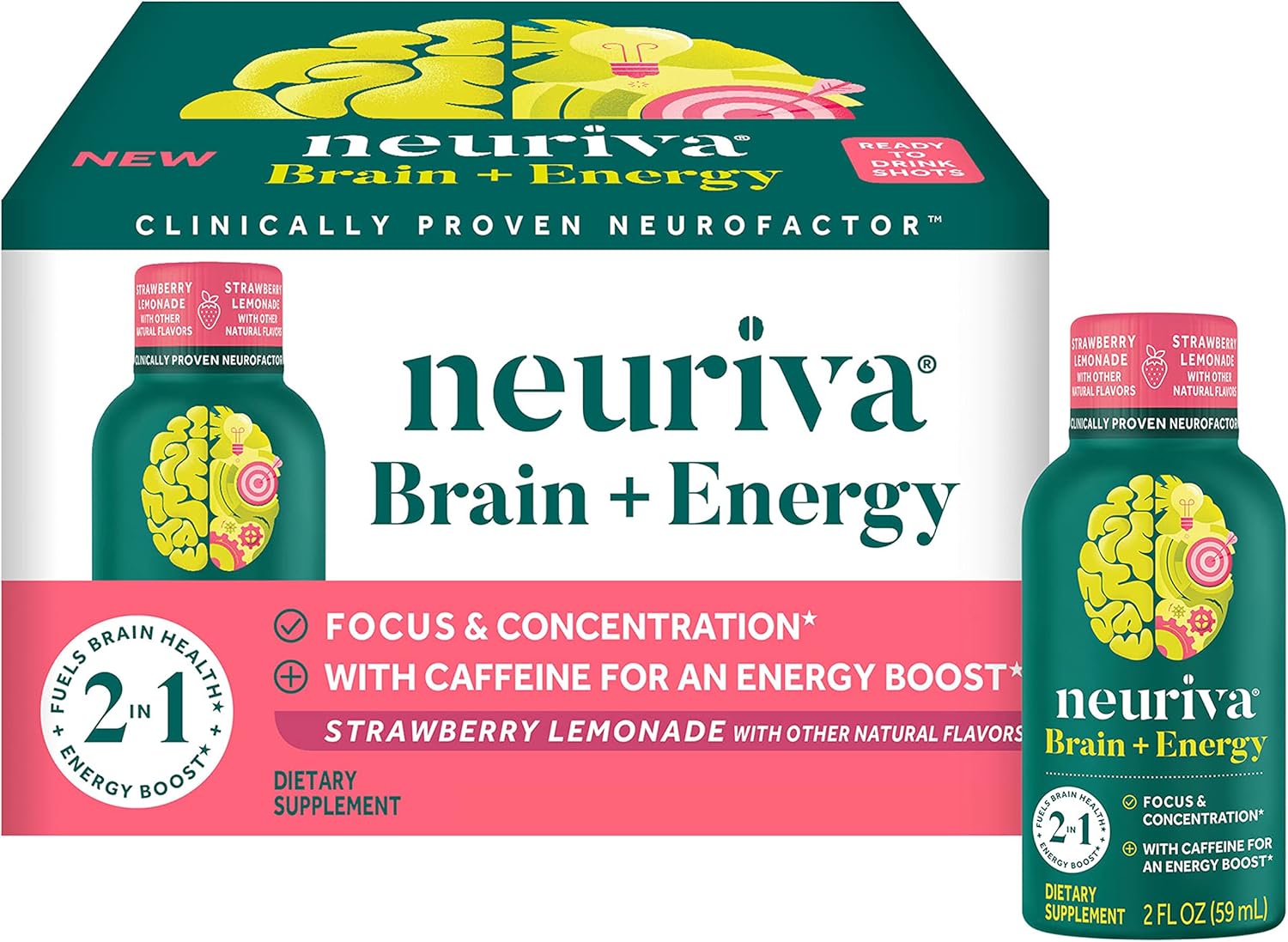 NEURIVA Brain + Energy Shots, Nootropic Brain Supplement